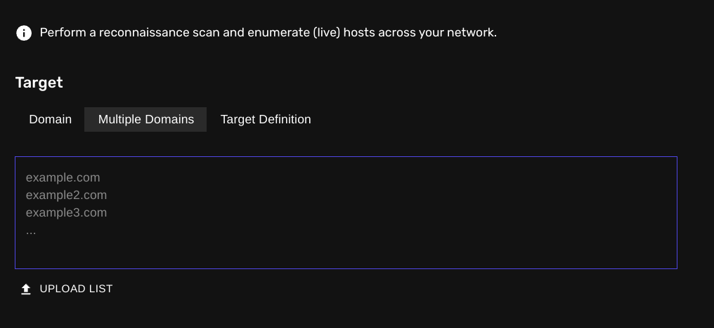 Select Recon Scans Target