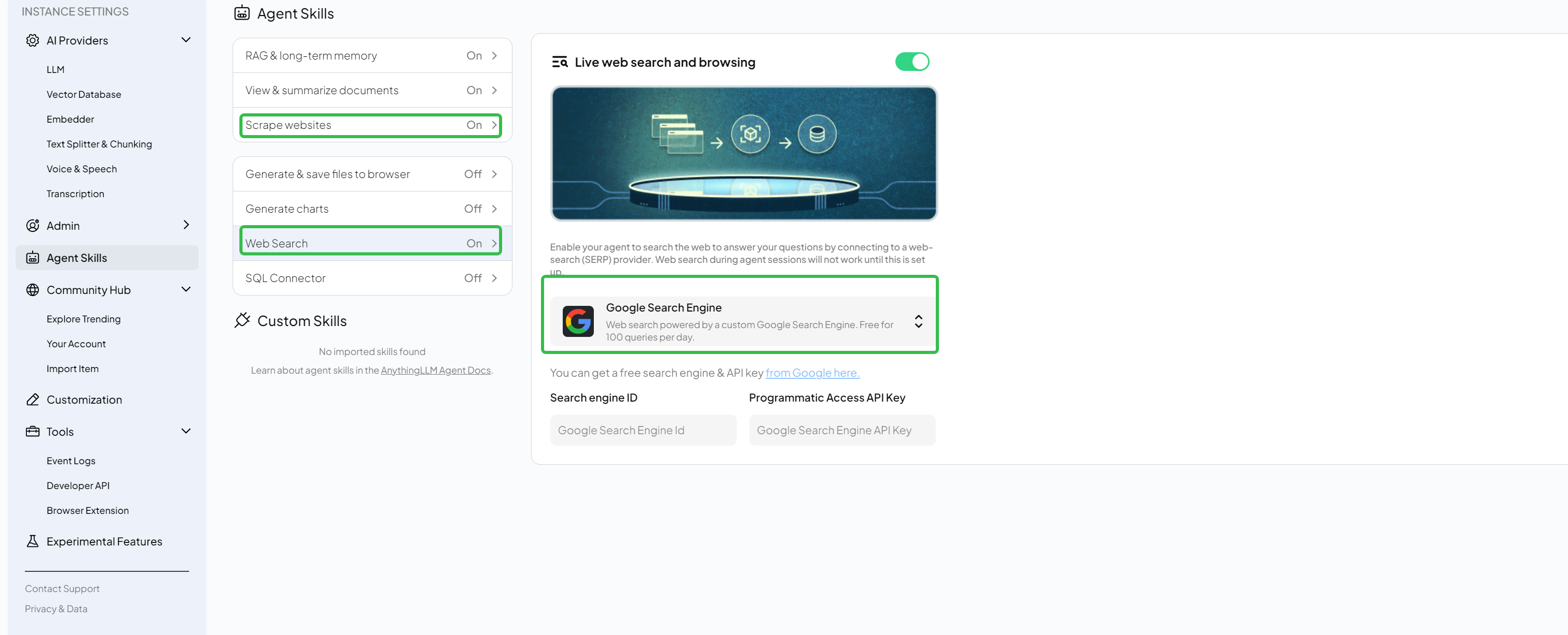 Enable Web Search