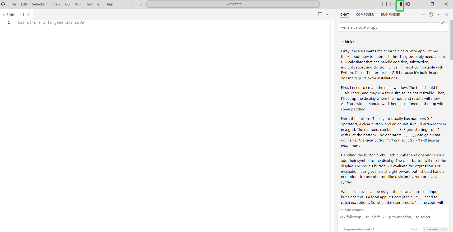 Start a Chat with AI in Cursor