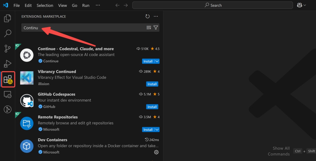 How to Integrate Novita AI with Continue Using an API Key-Search Continue