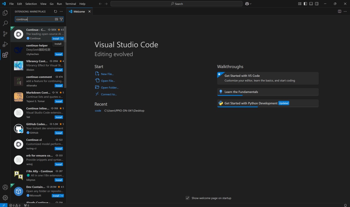 How to use Continue.dev-VS Code