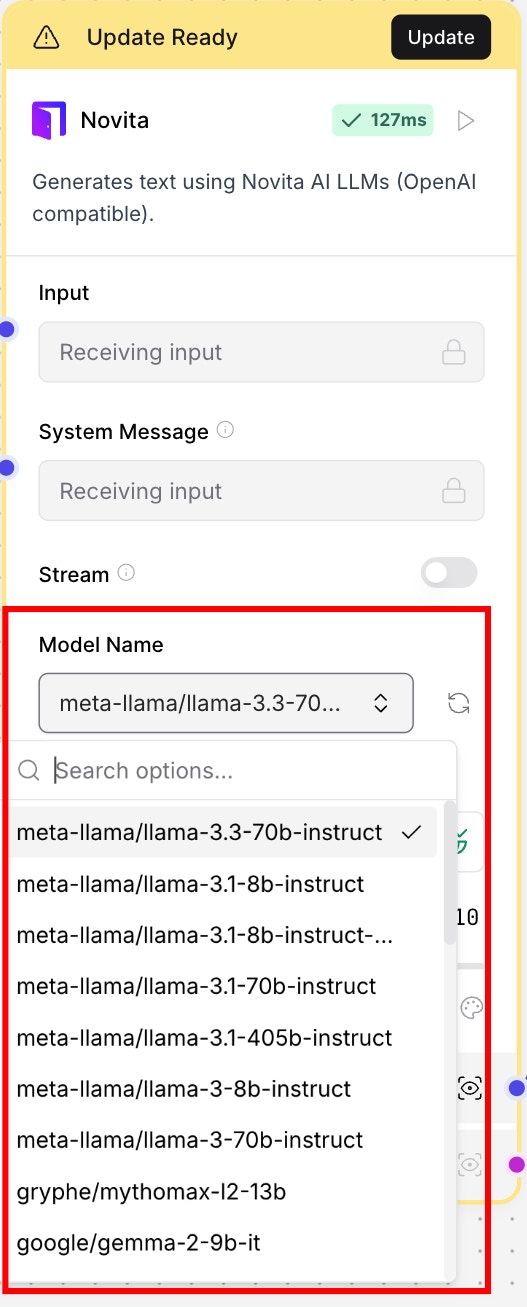 Select a Model on Langflow