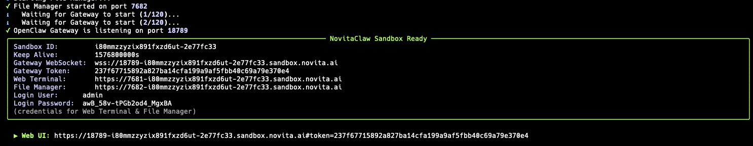 Resultado de lanzamiento de NovitaClaw