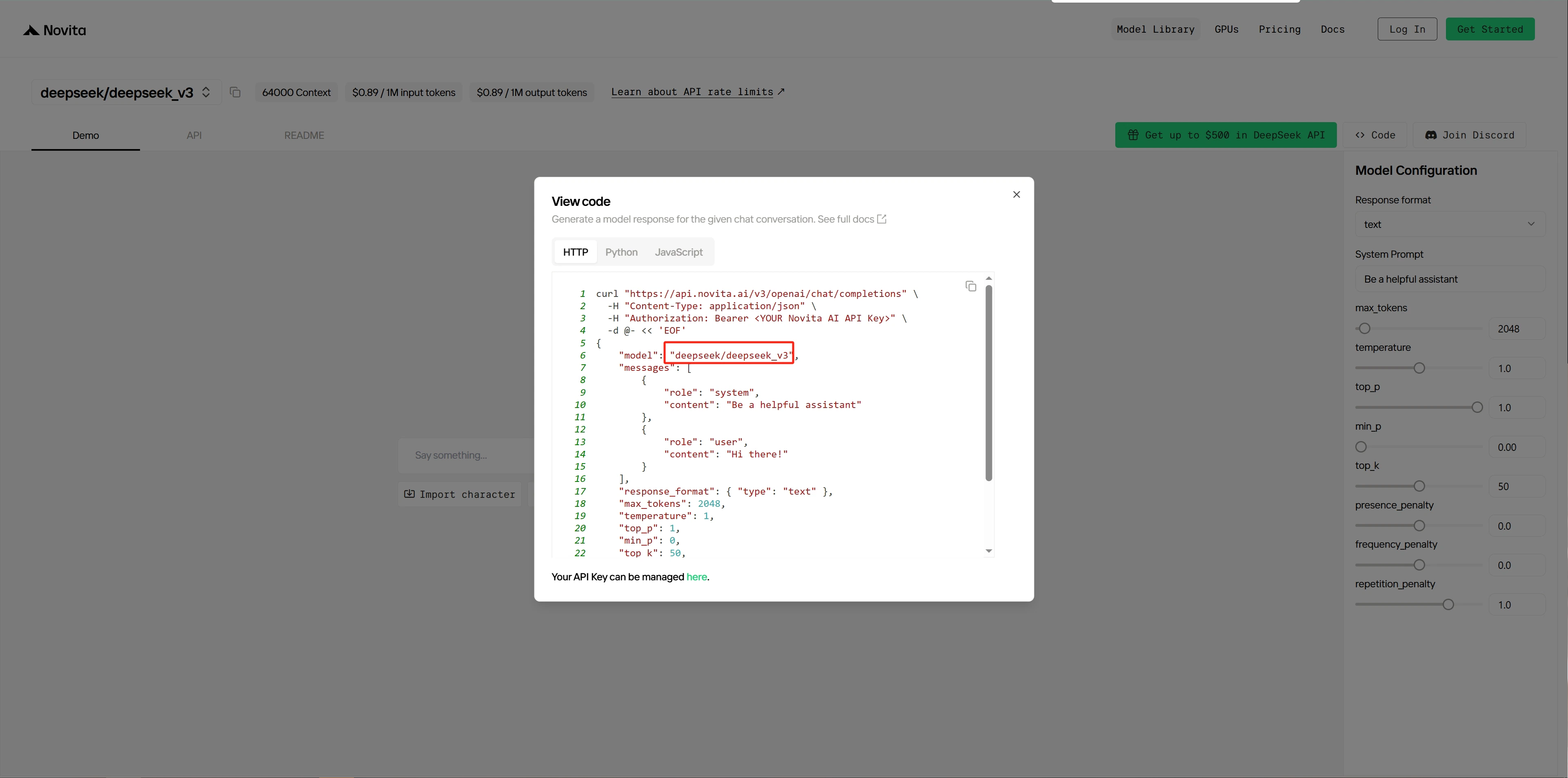 Copy the model name and make a note of it