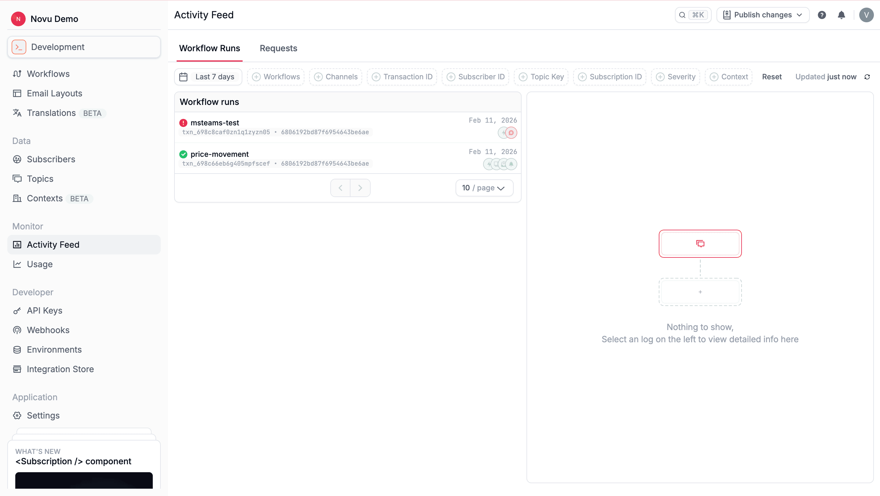 Workflow runs list