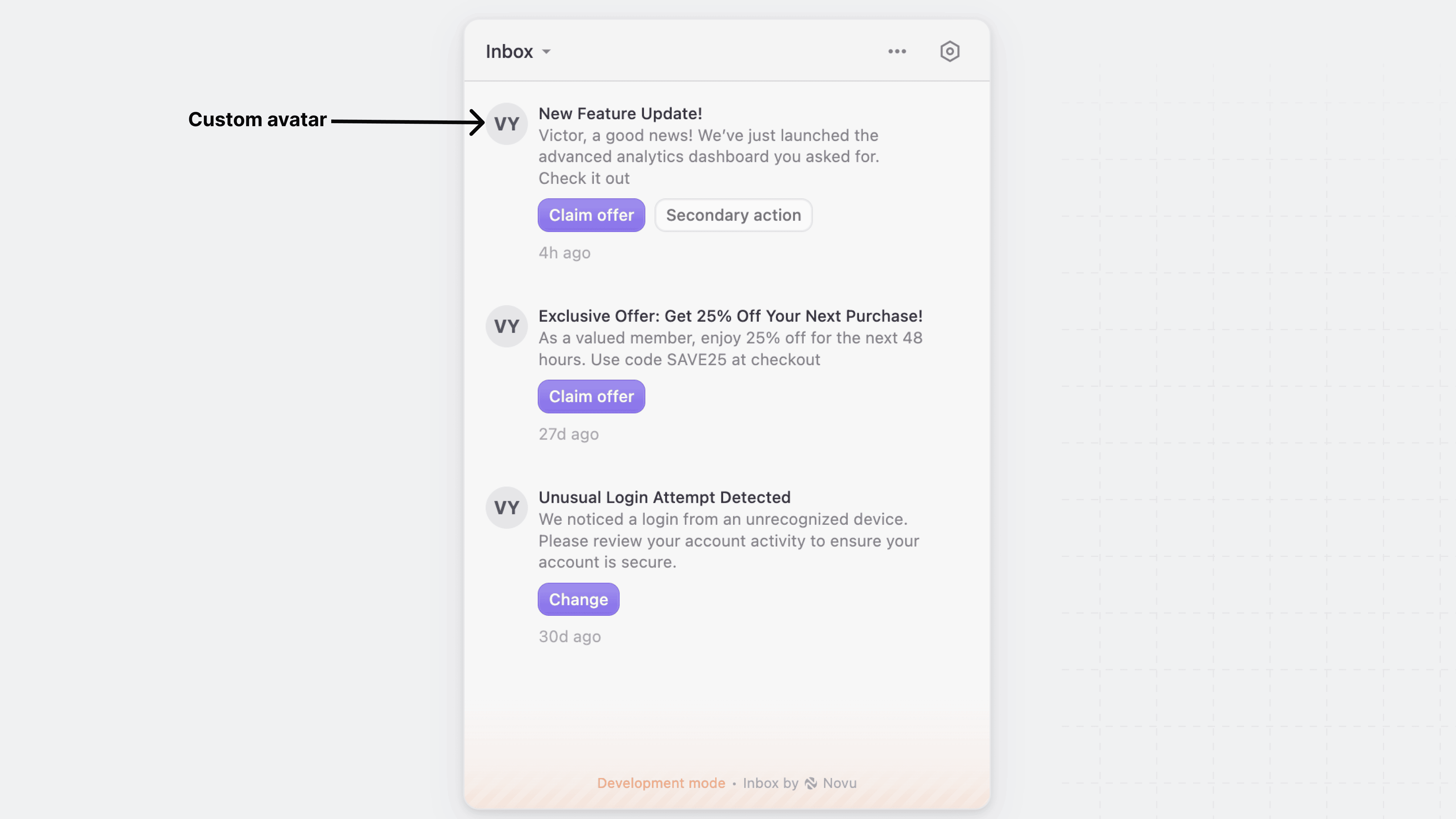 Customize the notification avatar