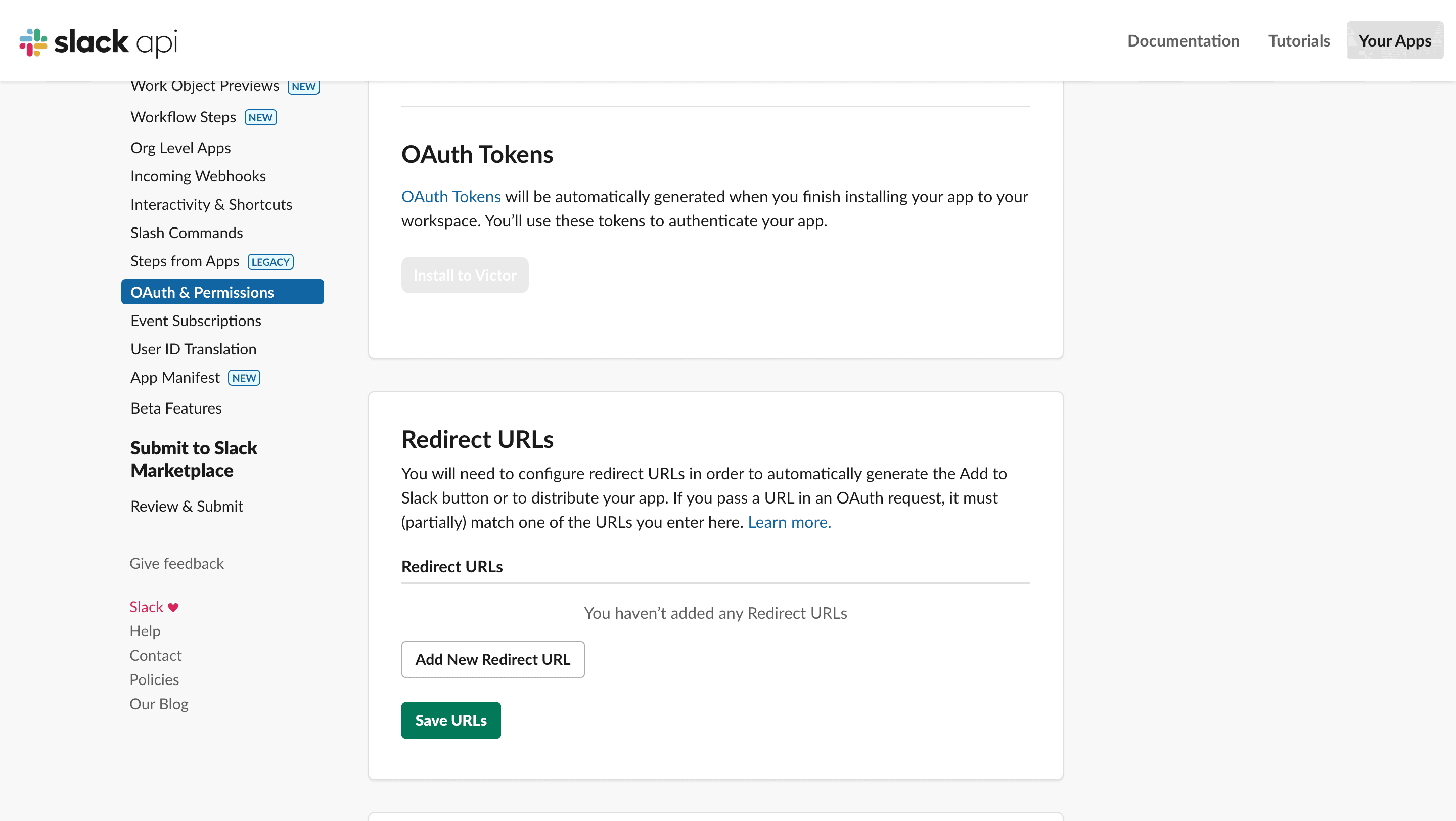 Add New Redirect URL