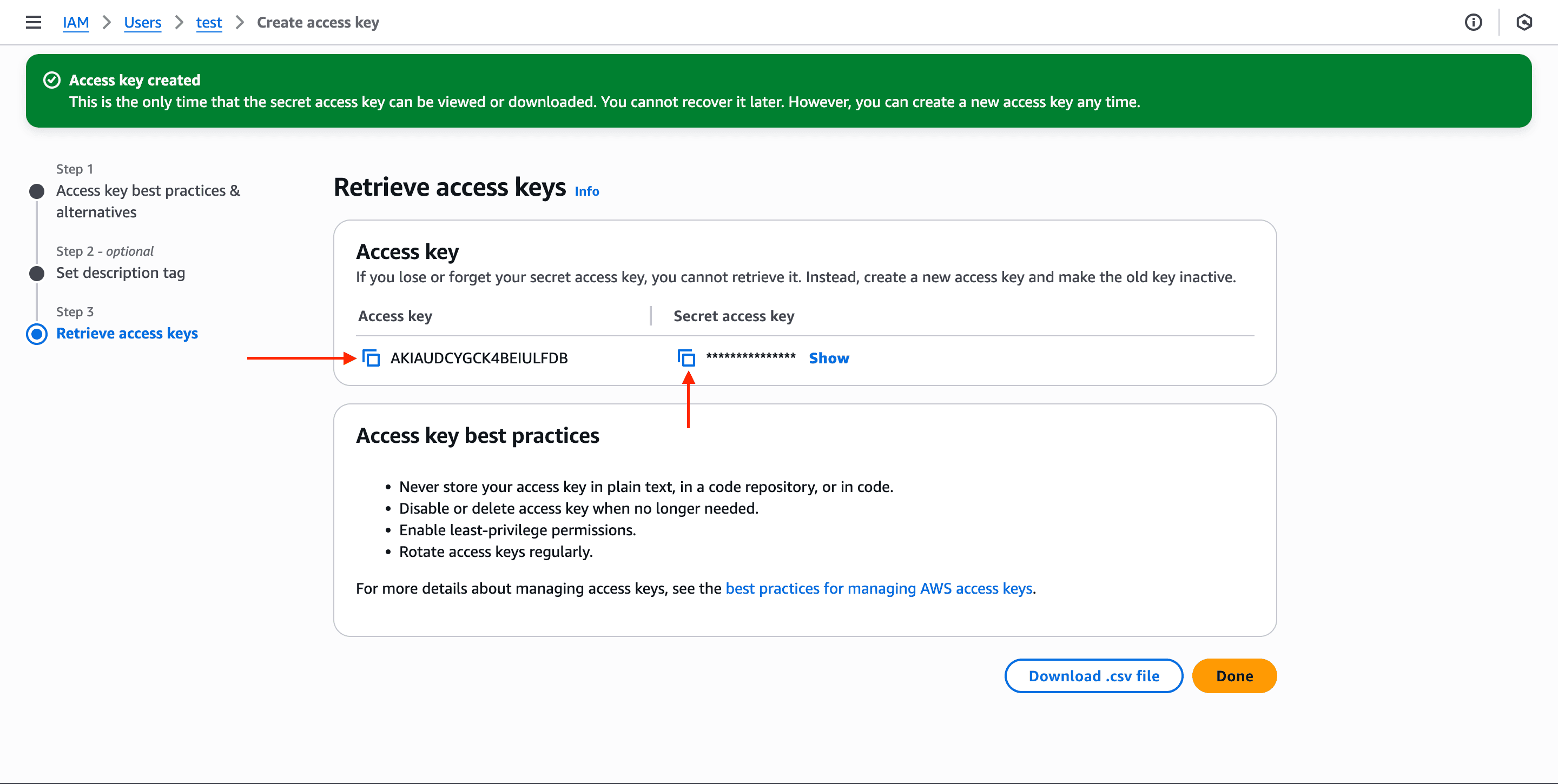 Access keys