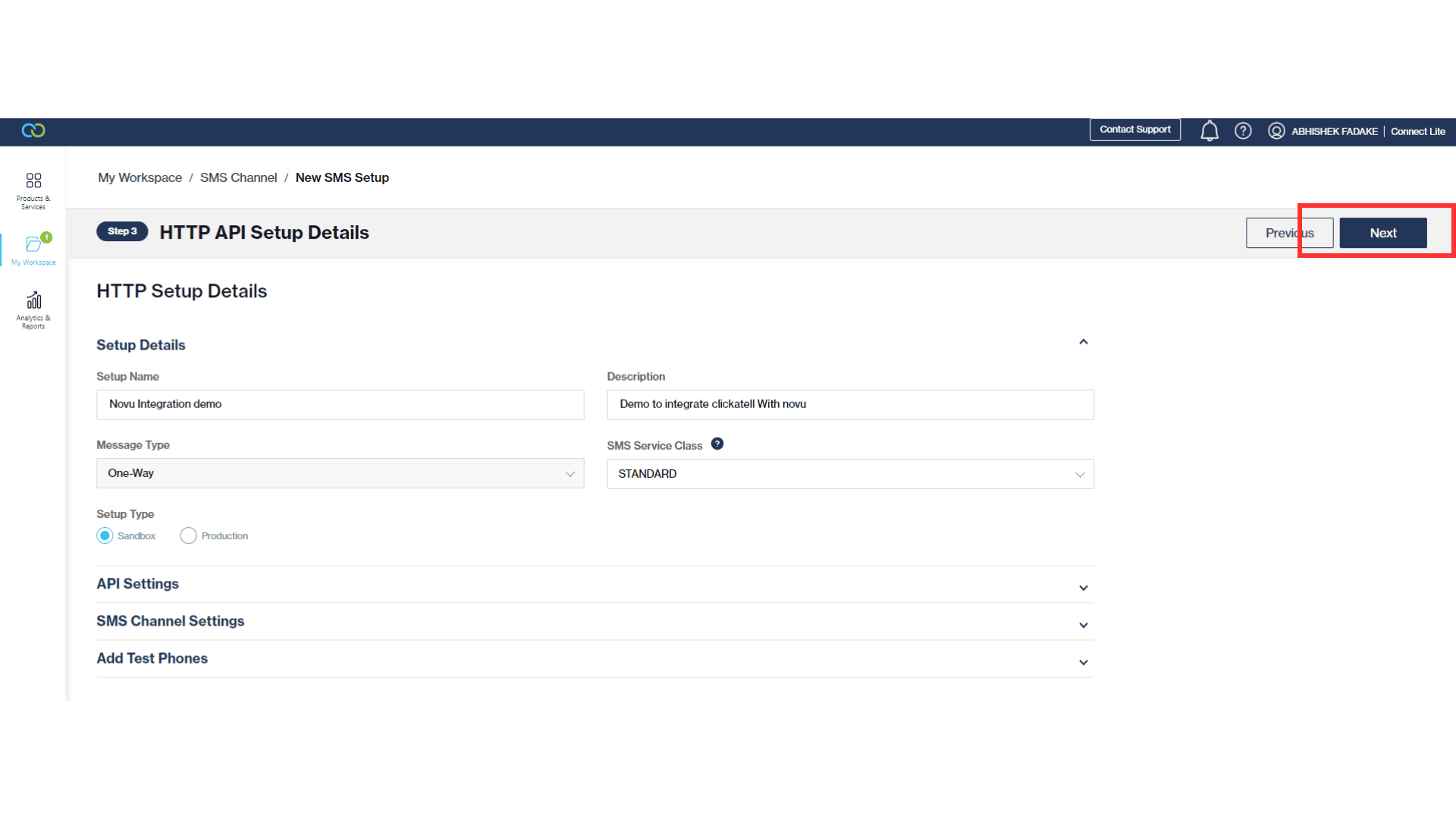 Fill in all details and click Next