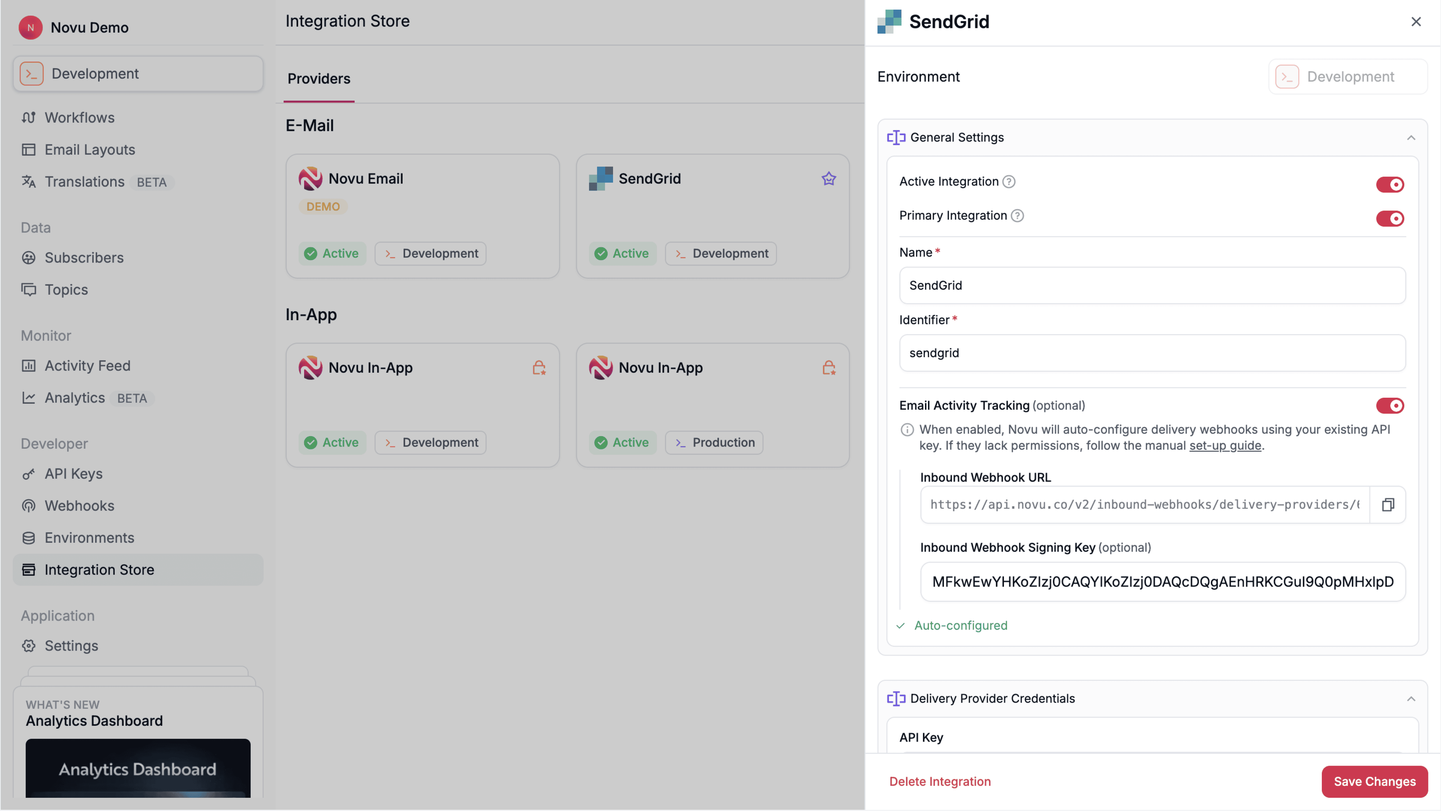 Inbound webhook enabled