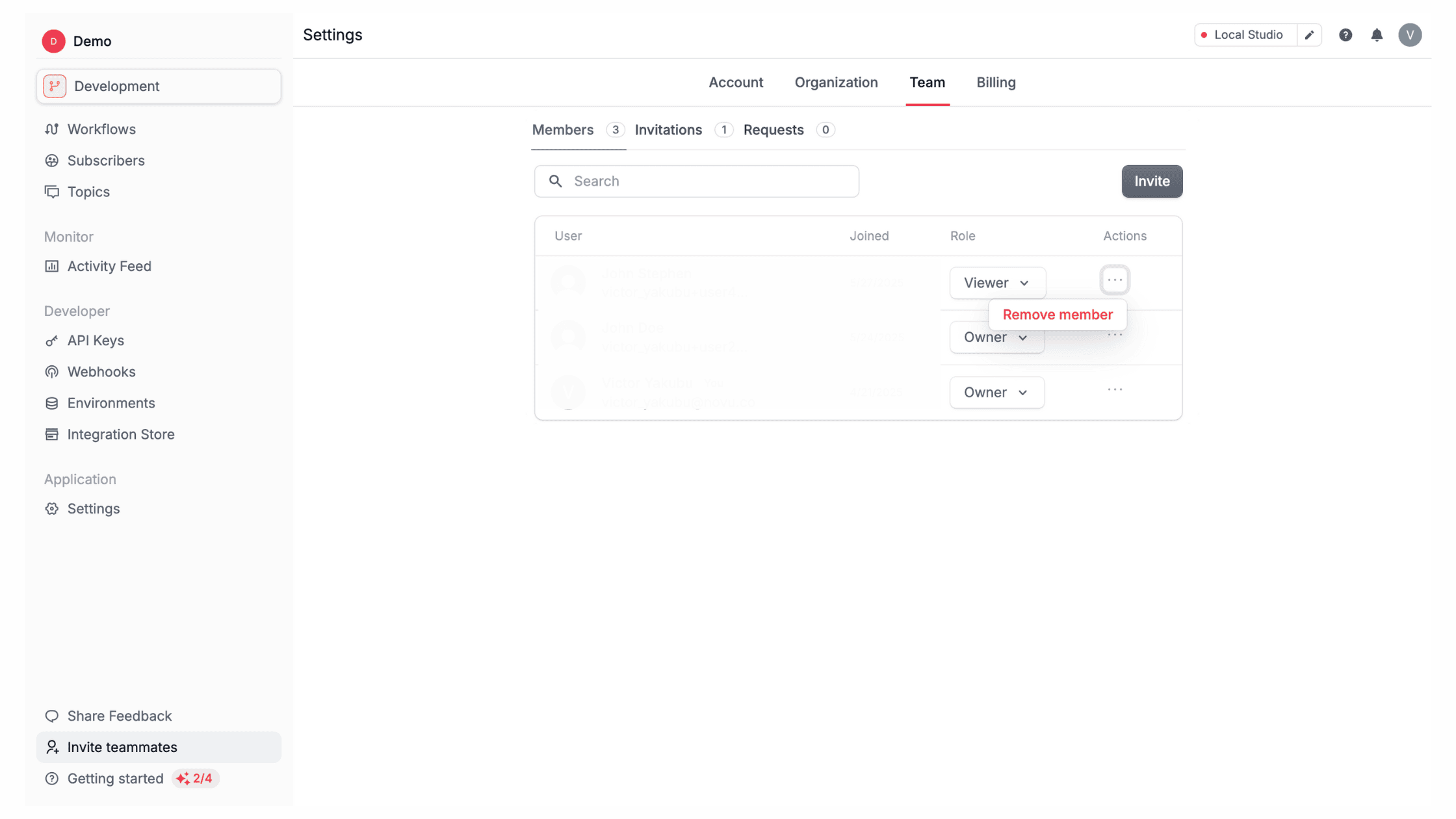 Removing members from your organization
