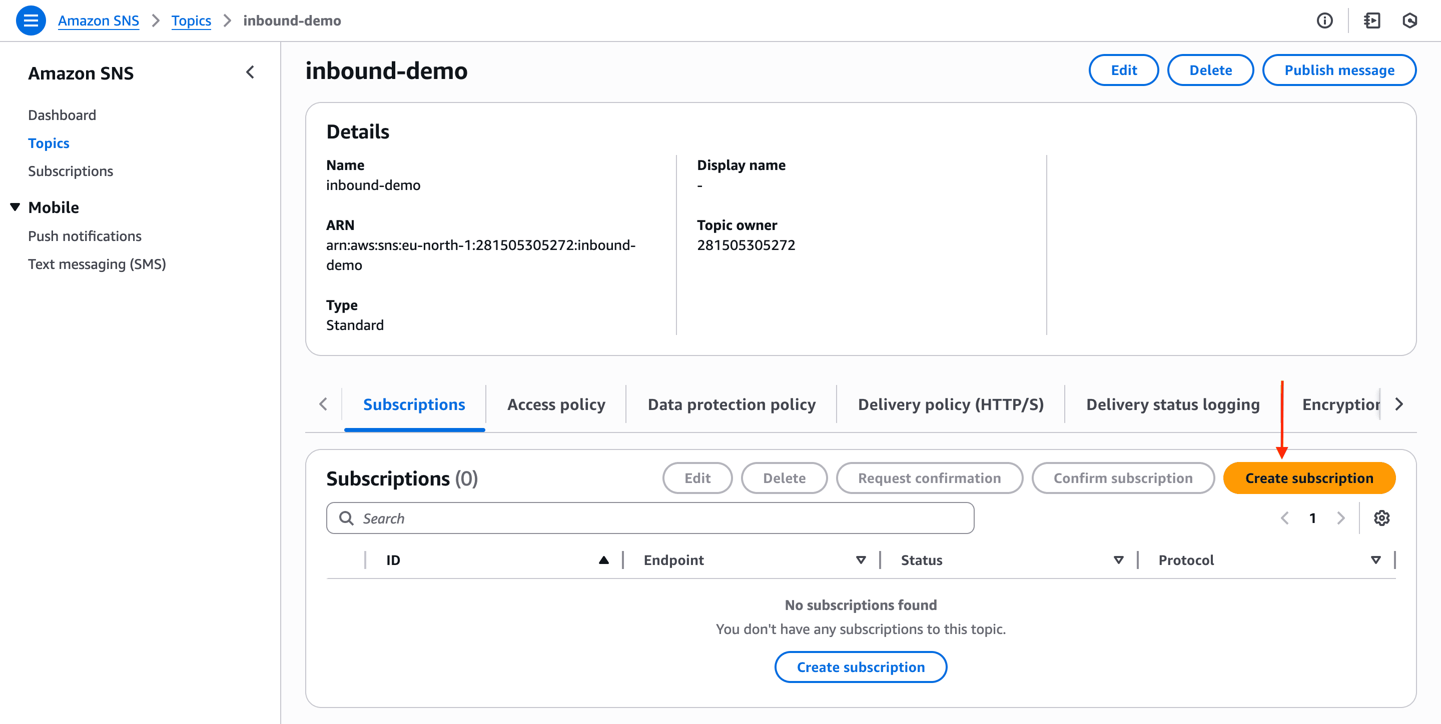 Create subscription