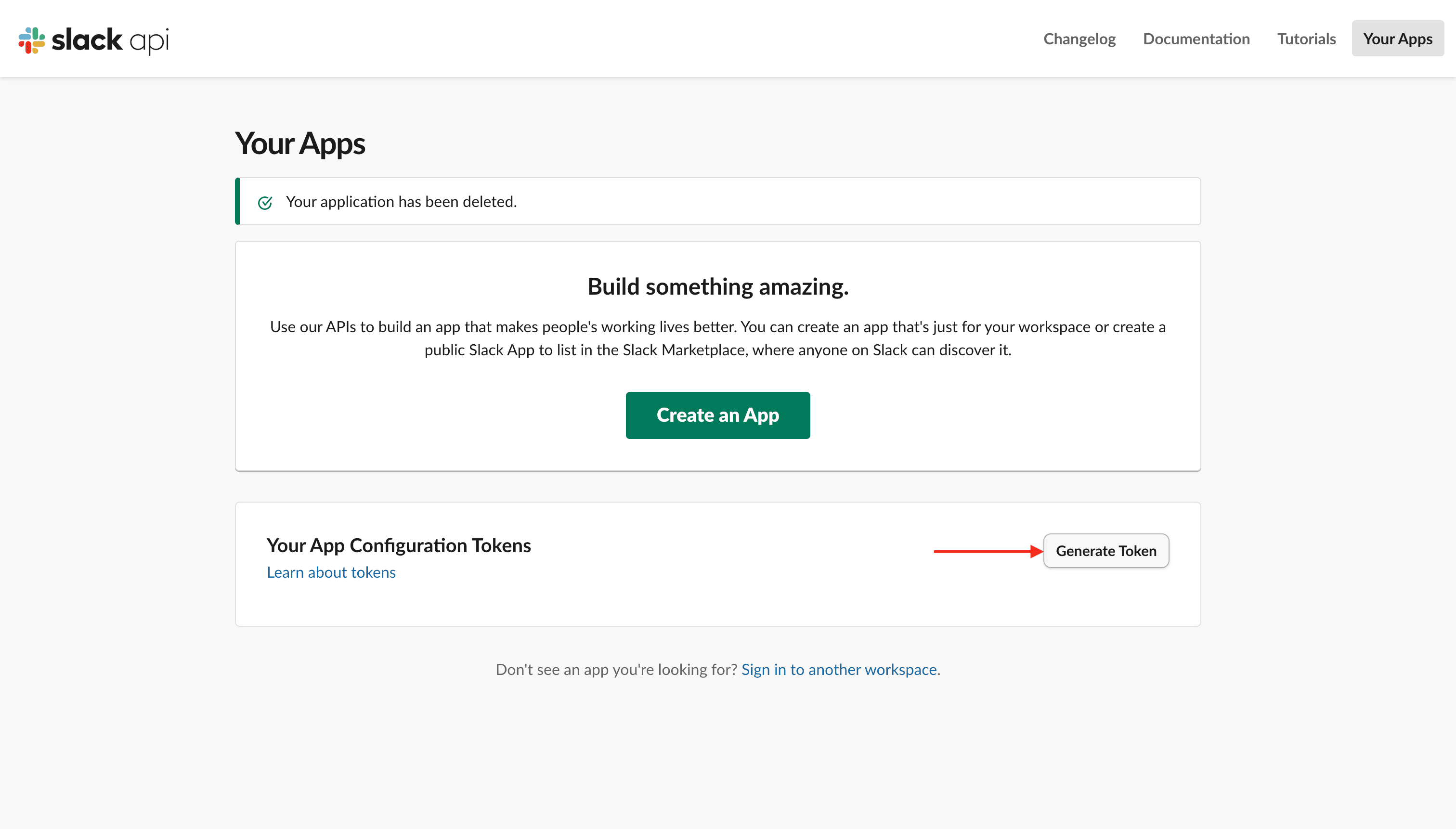 Generate Slack token