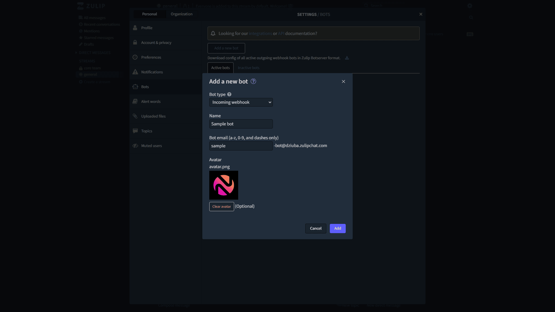 Set bot type