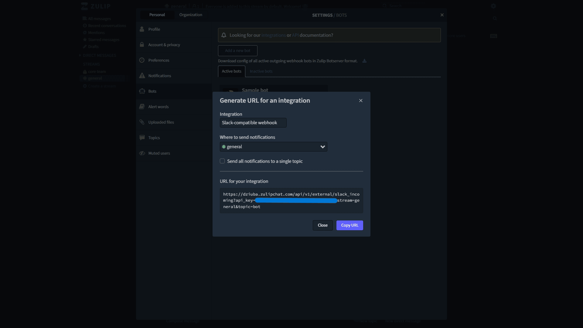 Generate webhook URL