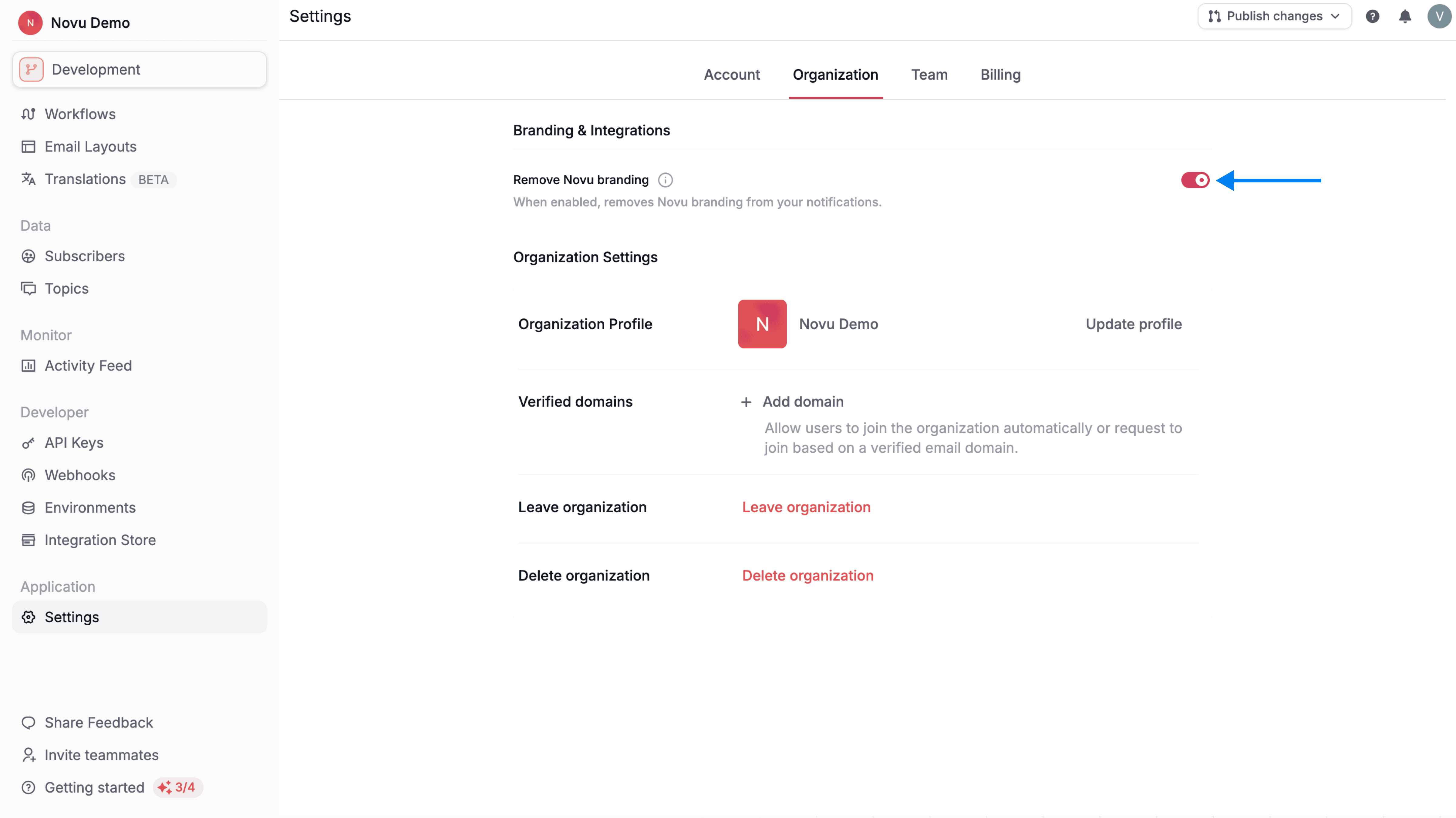 Removing Novu branding