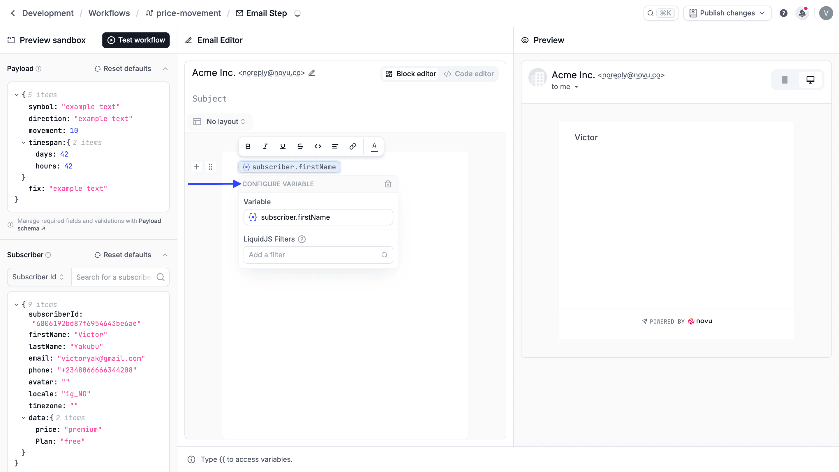 Configure variable