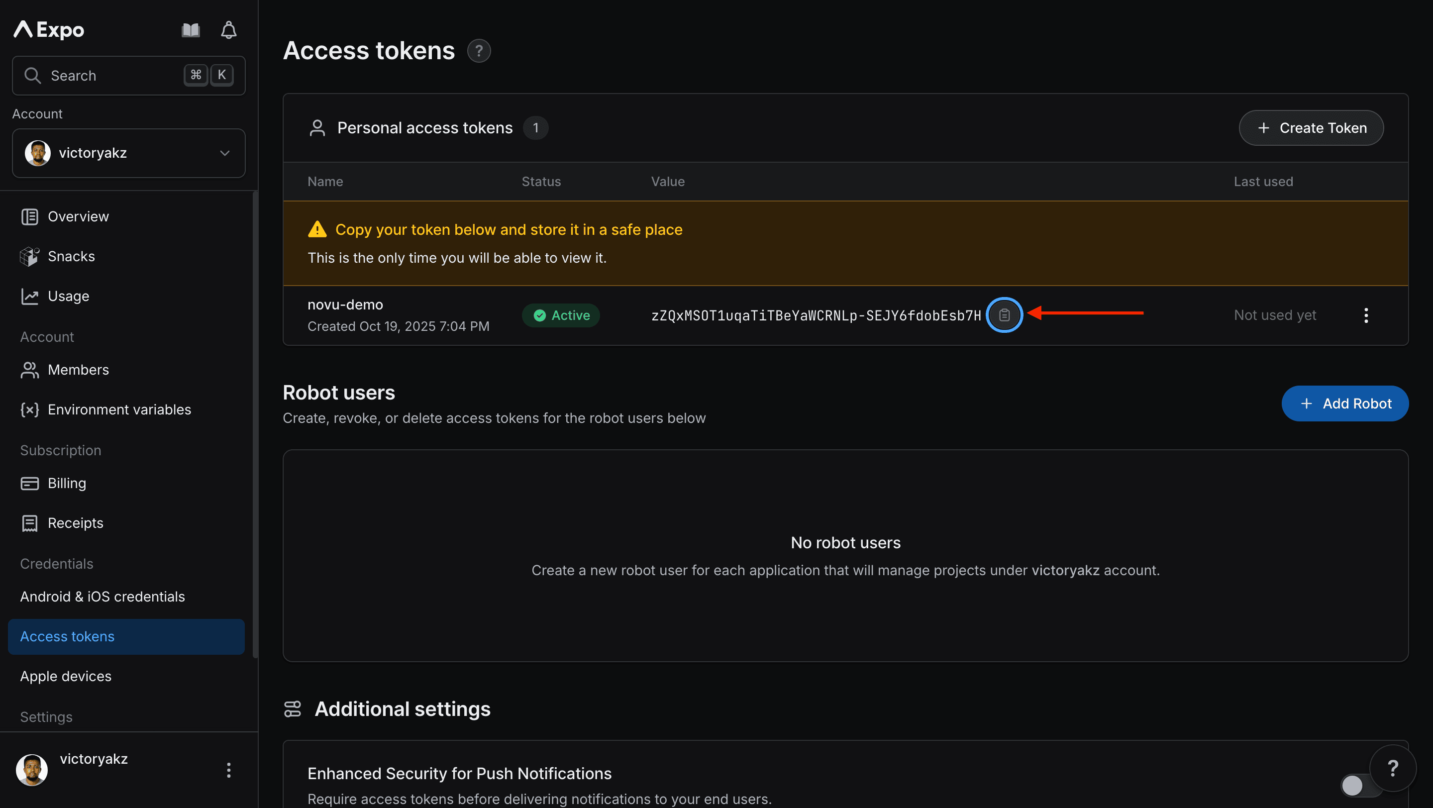 Copy Expo token