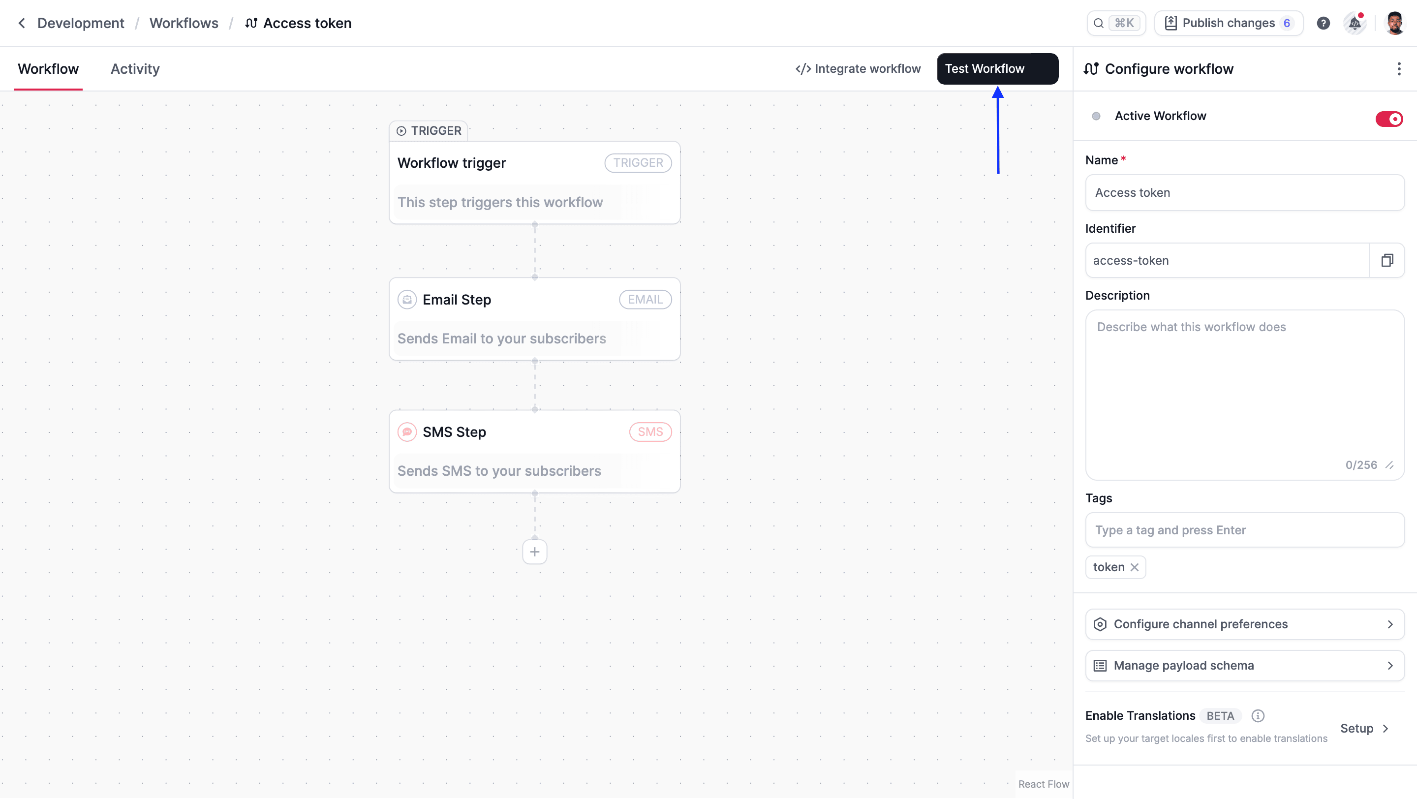 Test workflow
