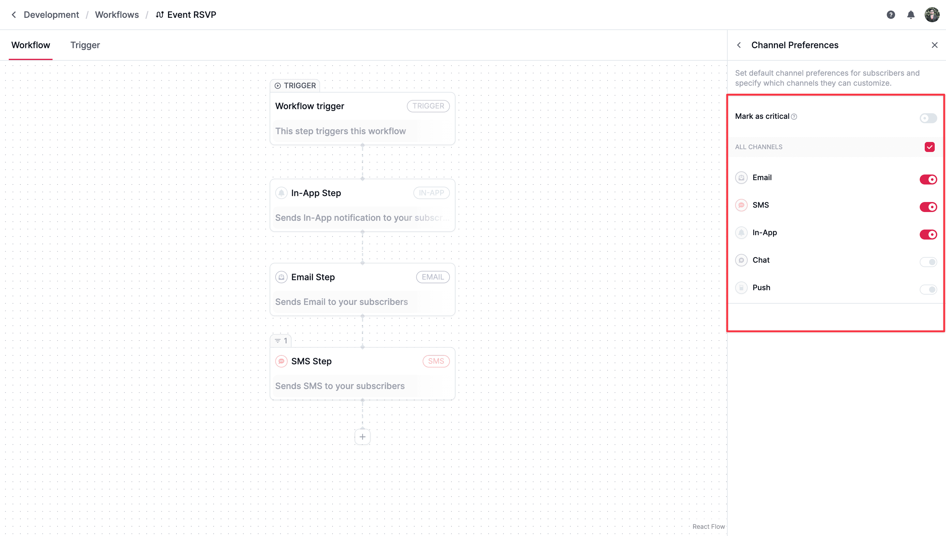 Workflow channel preferences