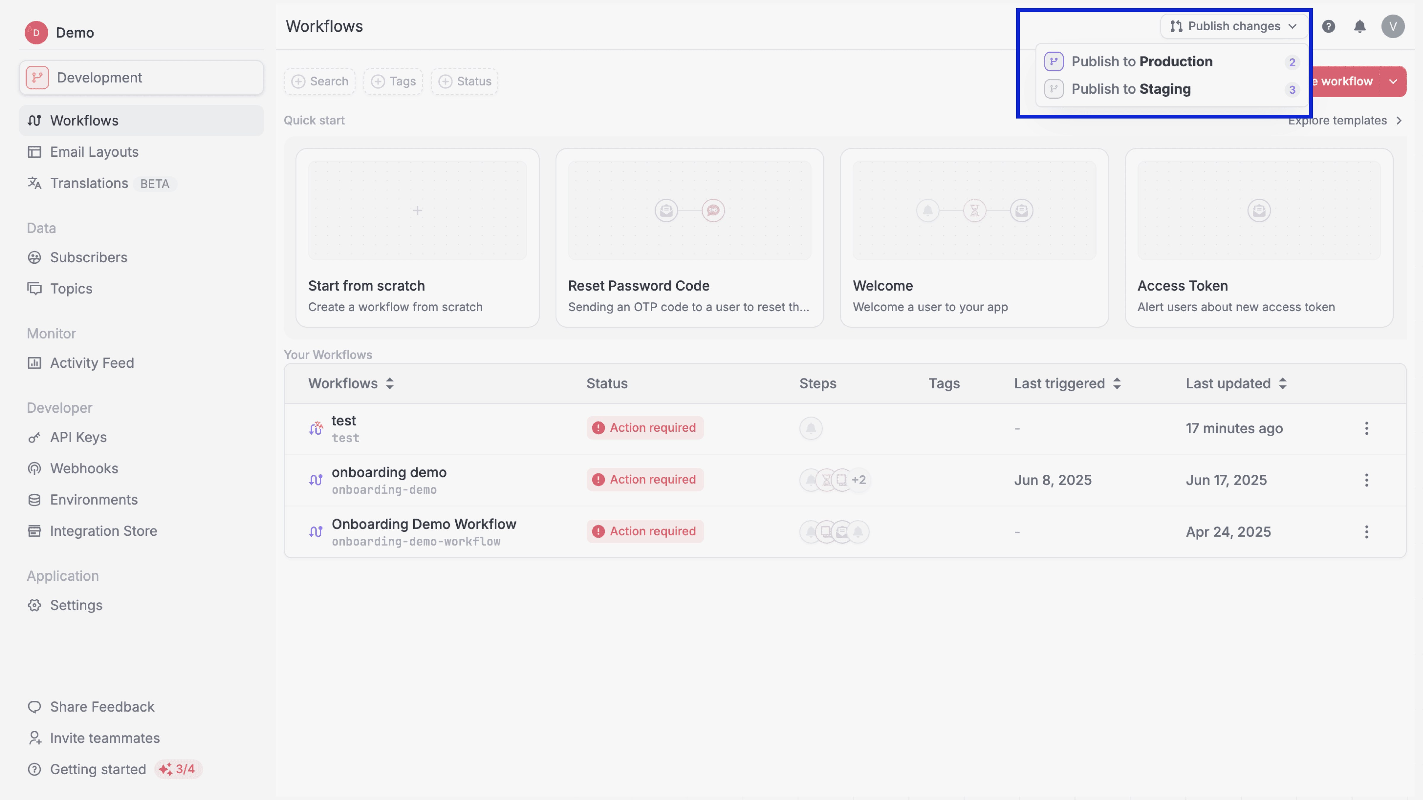 Publish changes