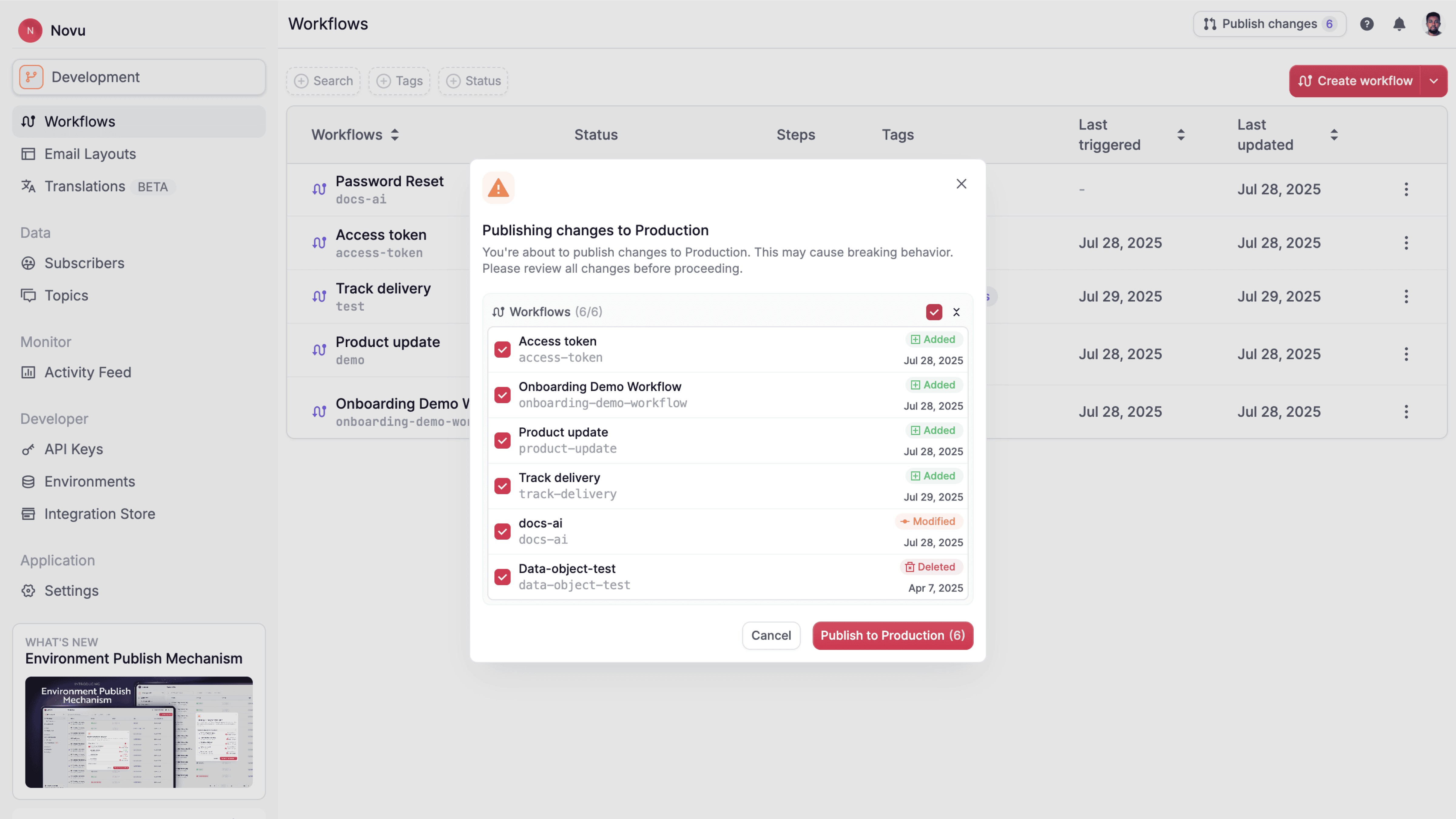Publish changes