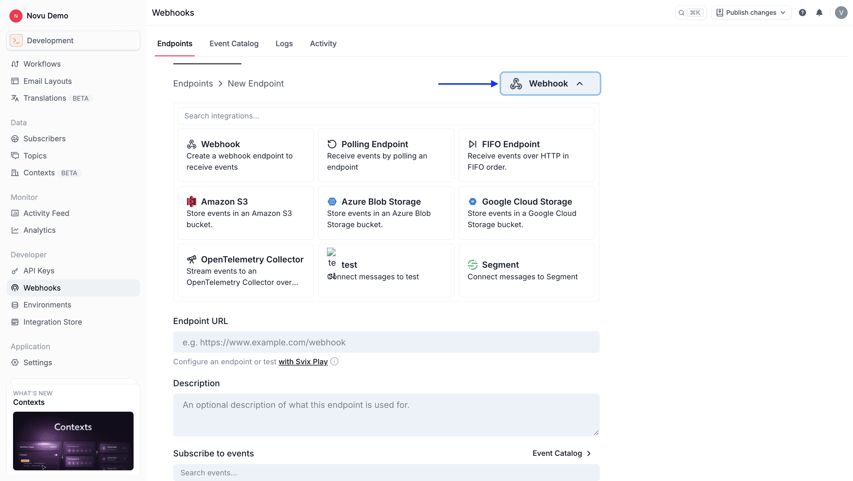 Webhook integrations list