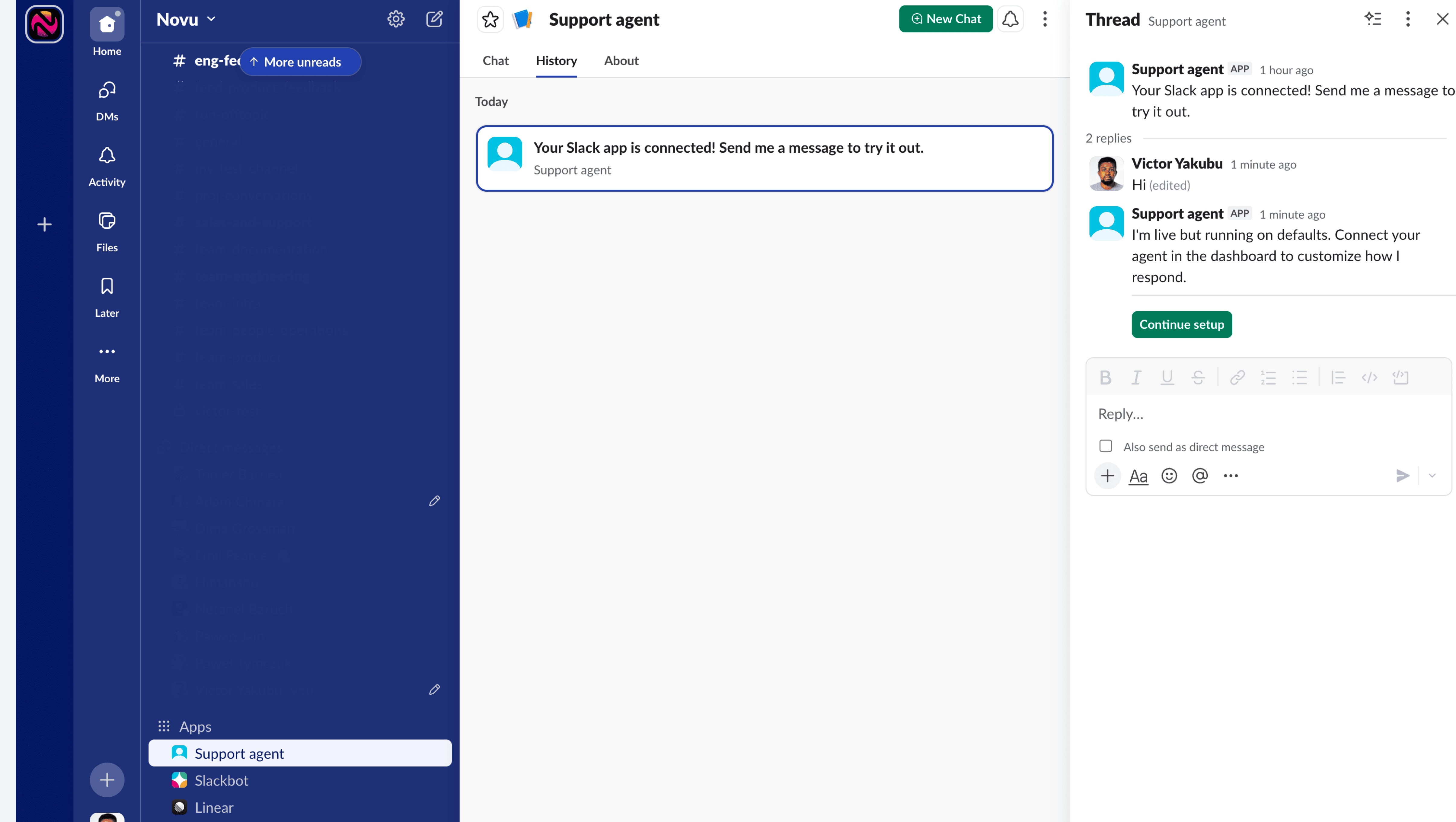 Slack message