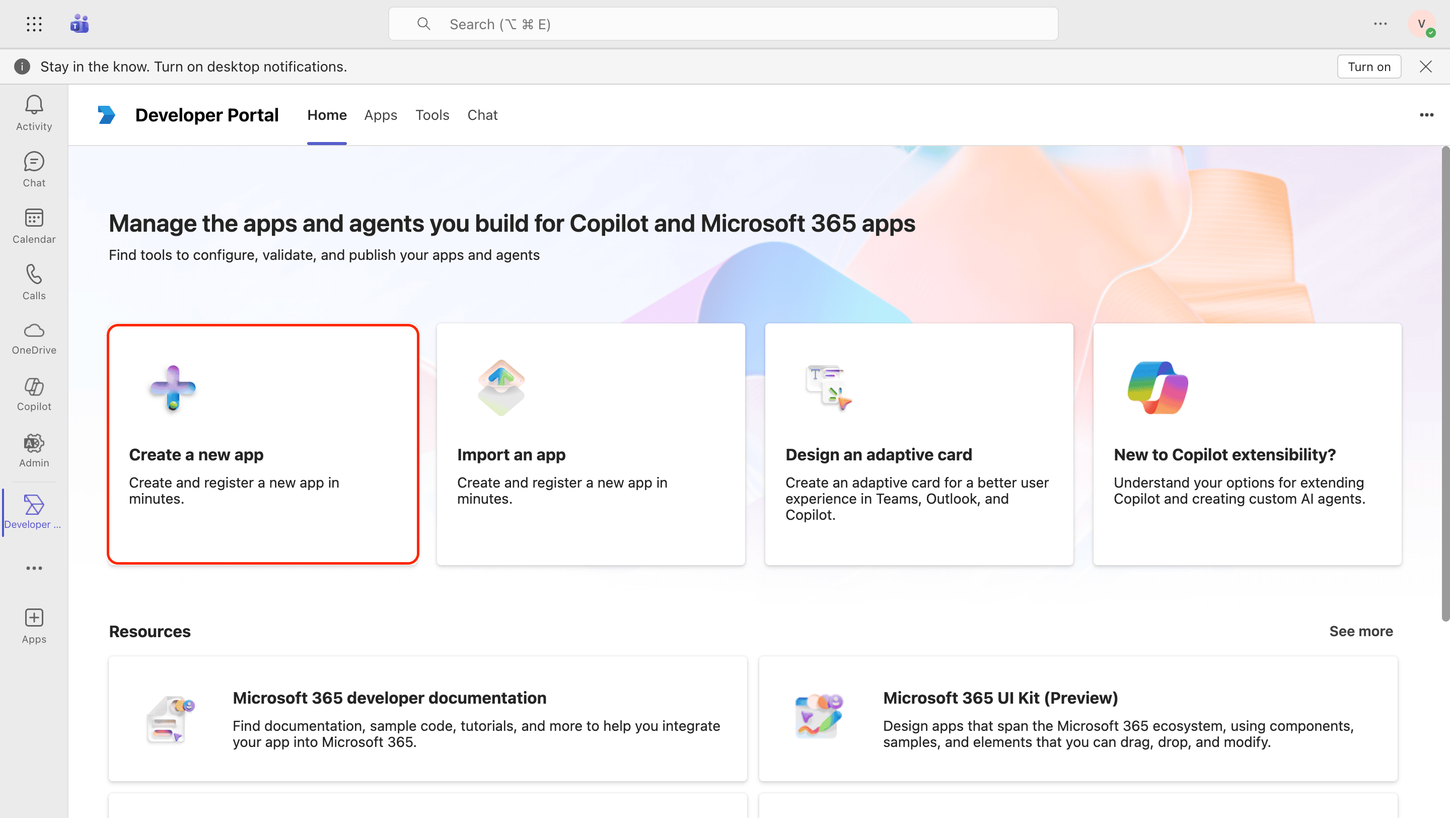 Create new app