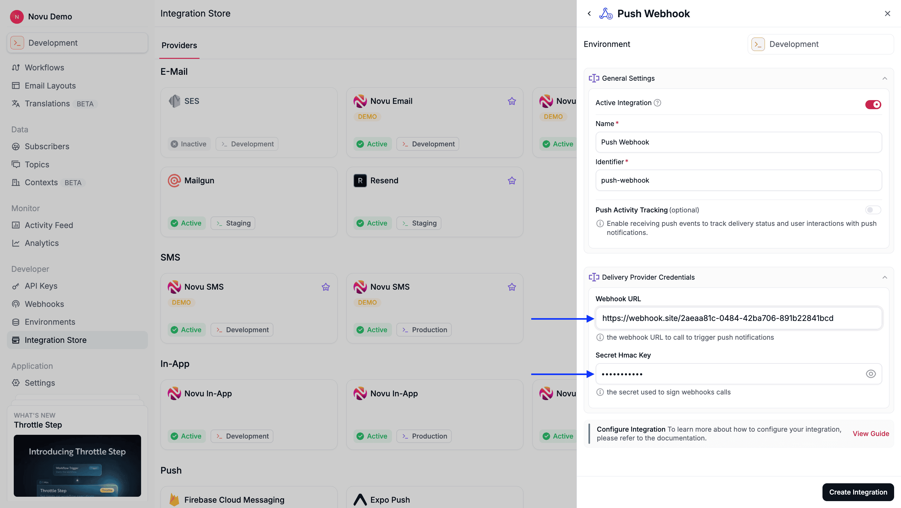 Push Webhook Push Integration with Novu - Novu