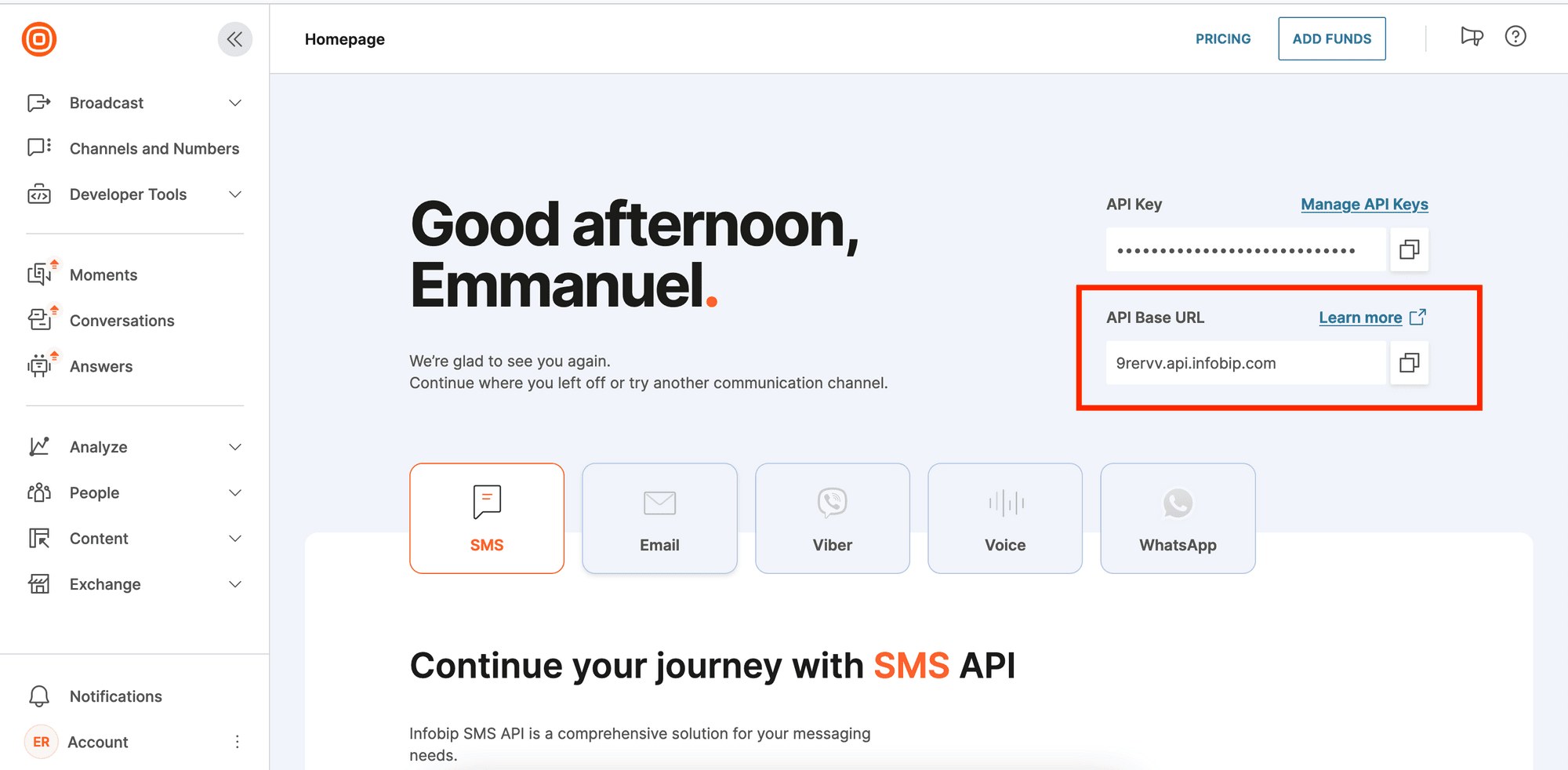 Your base URL is on the homepage