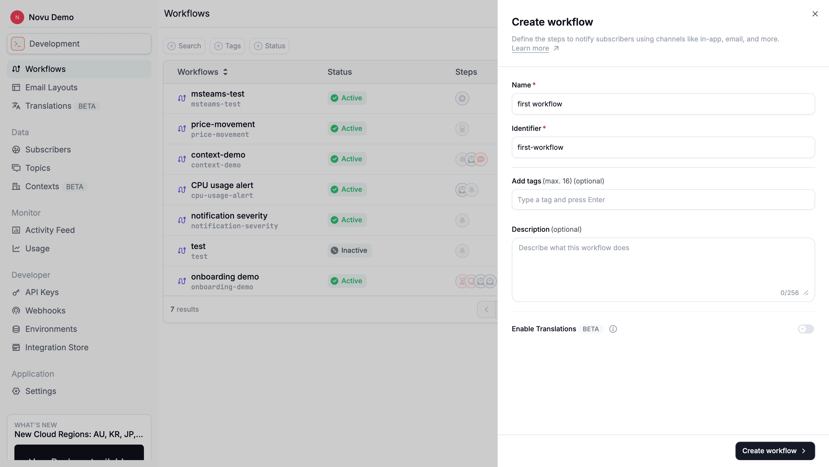 Create a Workflow - Novu