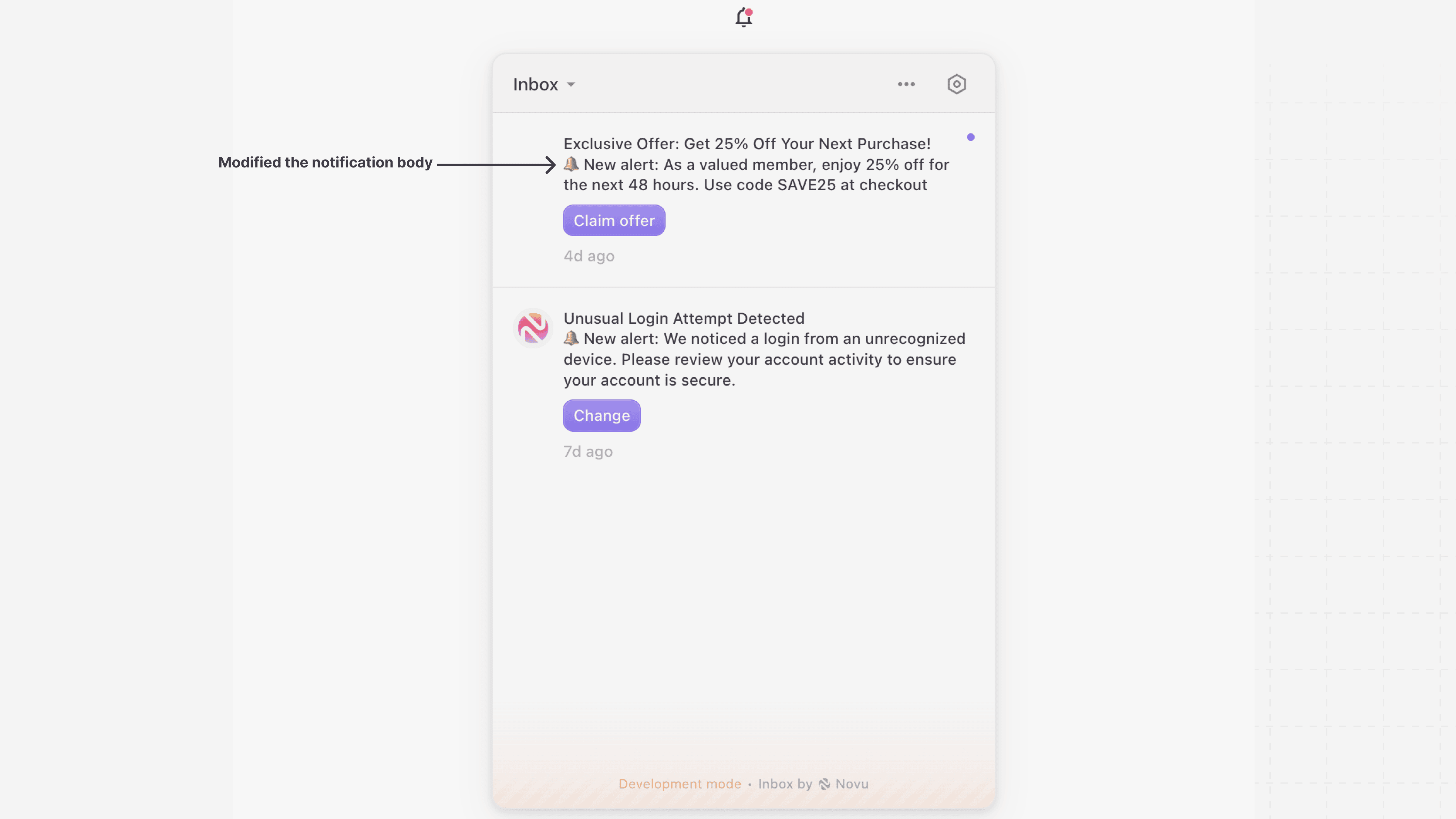 Customize notification body