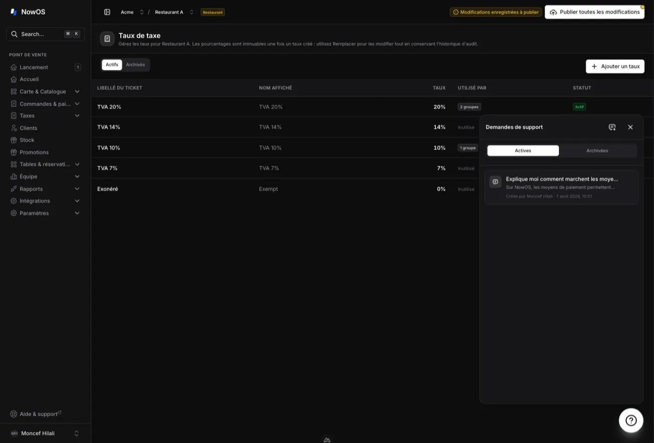 Bouton flottant ? et panneau de l’agent IA ouverts dans le backoffice