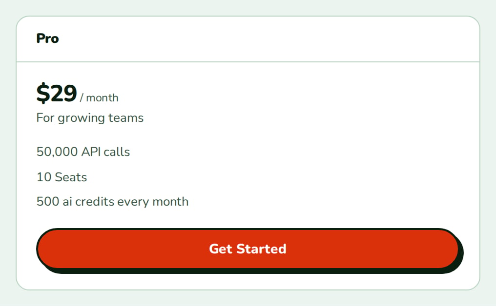 PlanCard for the Pro plan in the panel layout with a header band, nozle theme