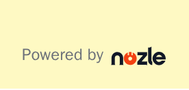The Powered by Nozle badge, neobrutal theme