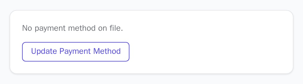 PaymentMethodDisplay with No payment method on file, light theme