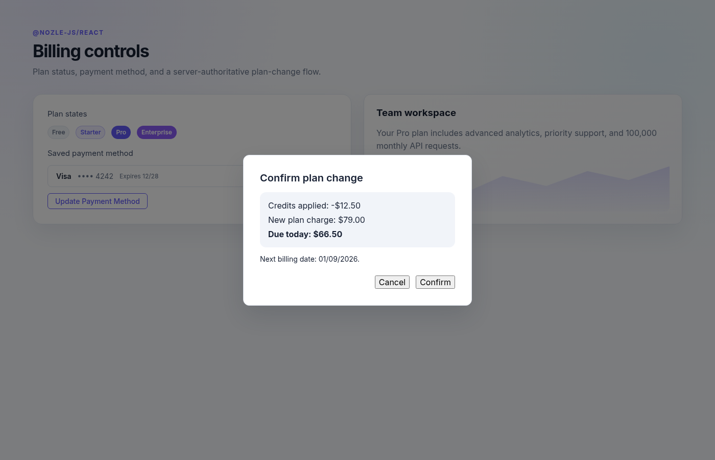 React SDK billing components