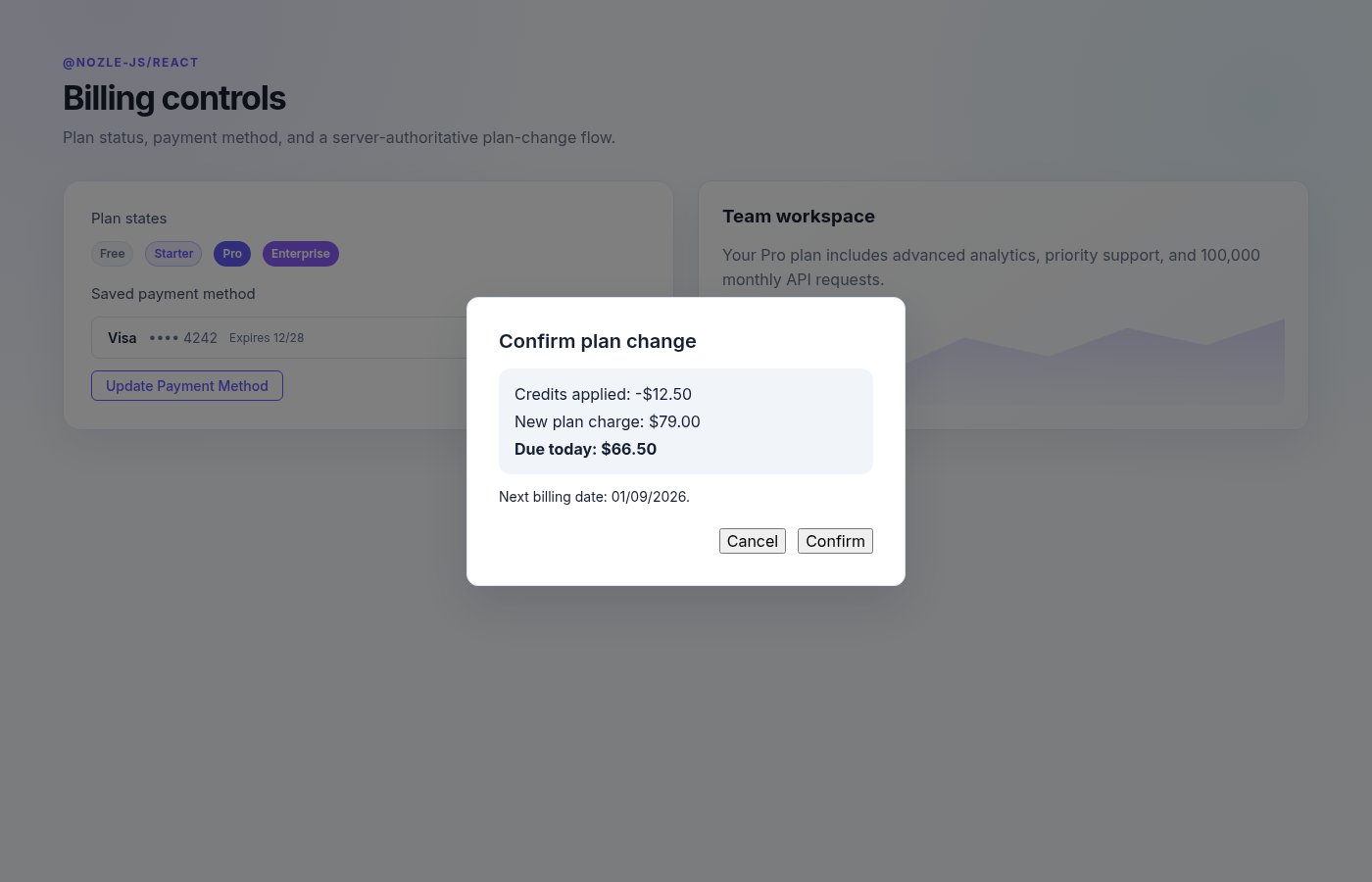 React SDK billing components