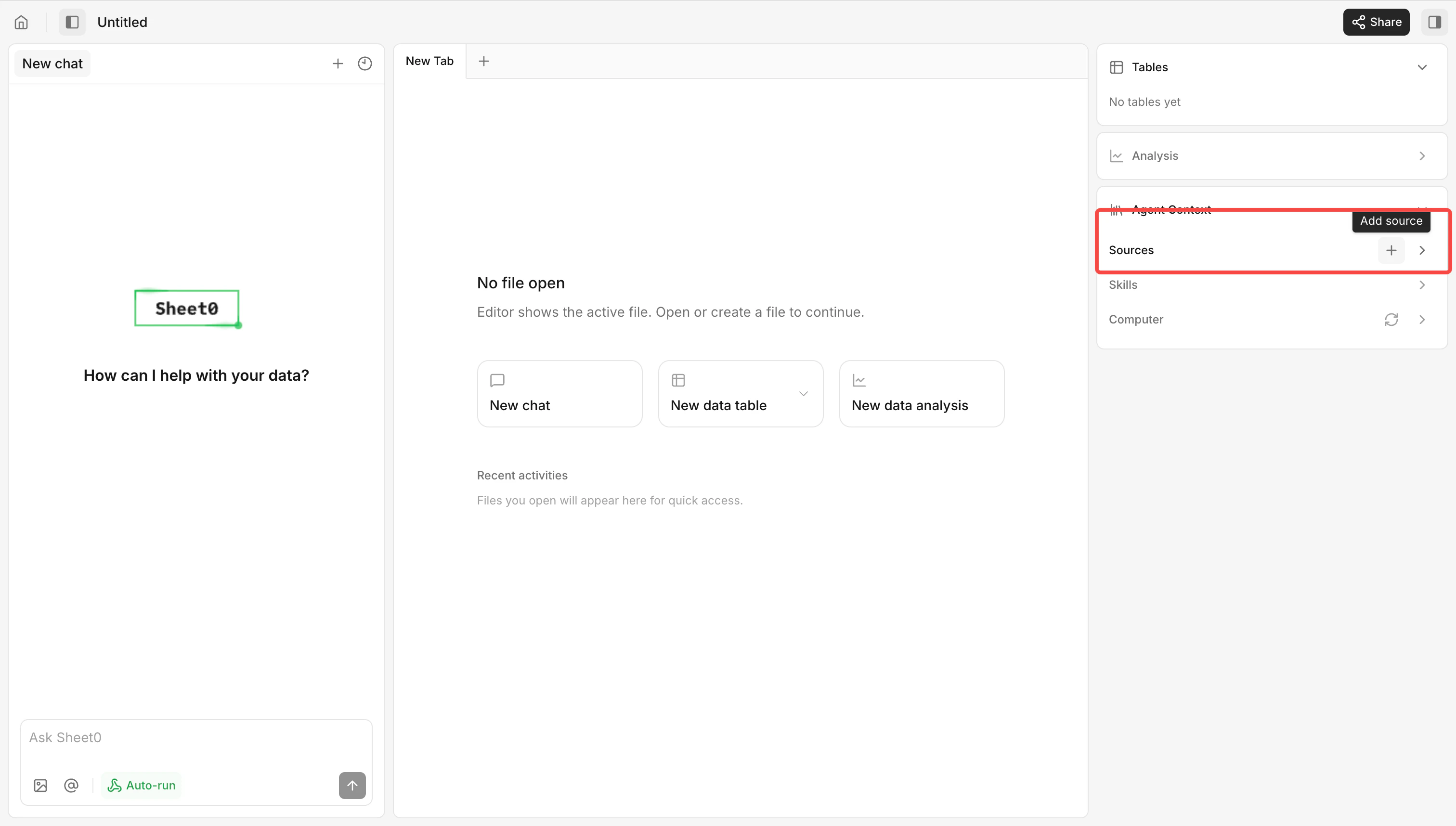 Add Data Source entry (Sources block)