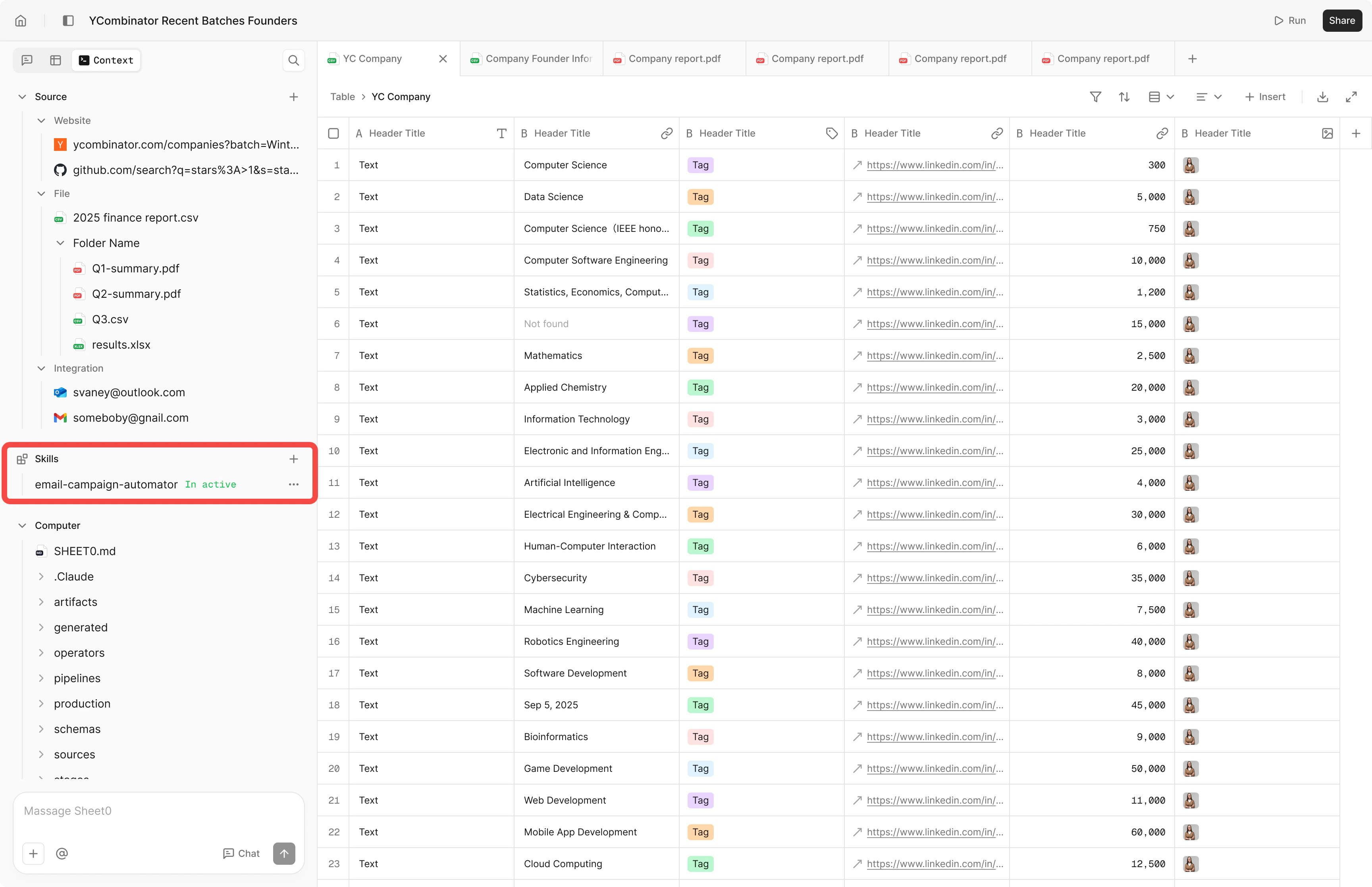 Skills in Context sidebar