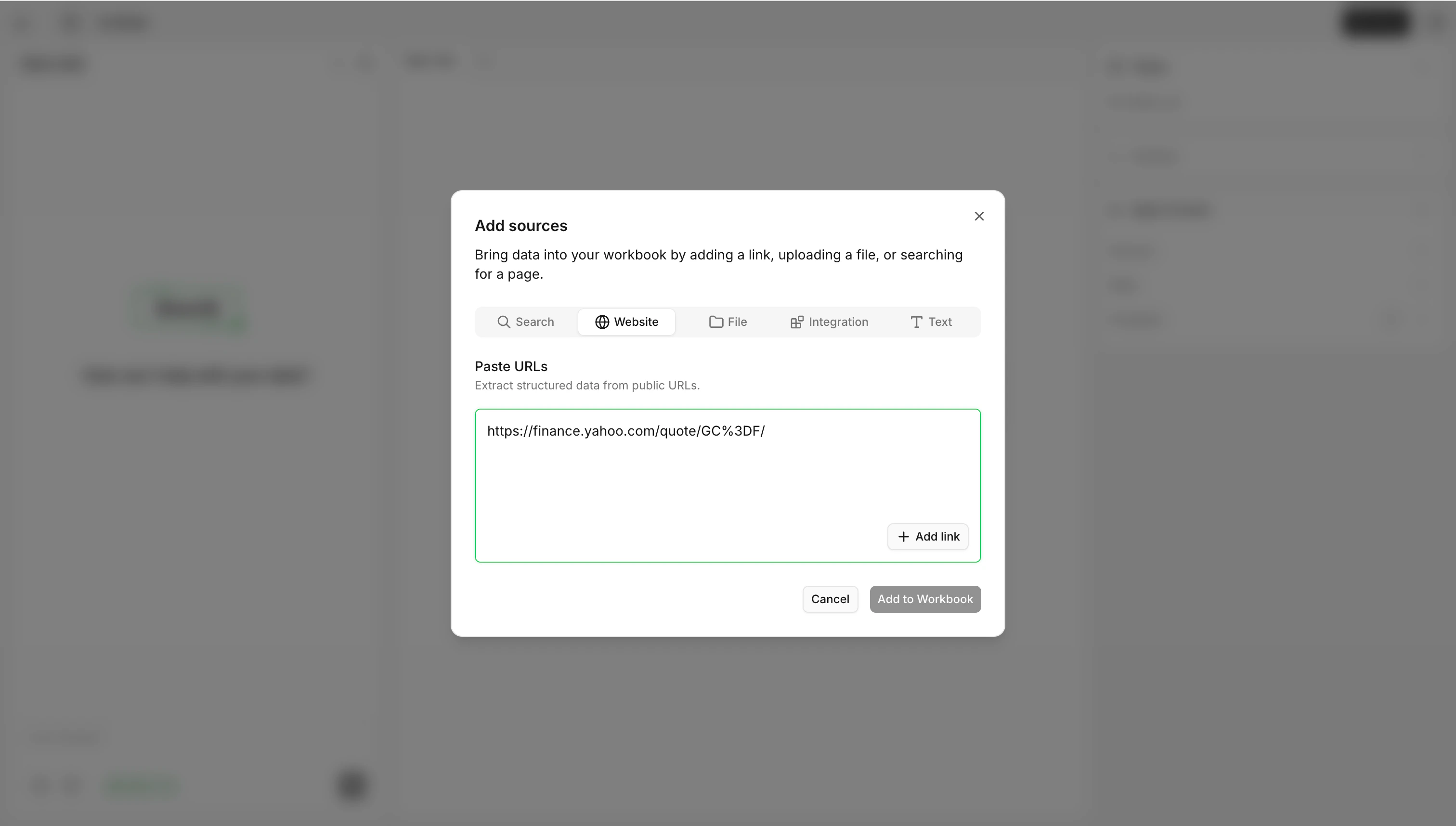Website tab paste URL