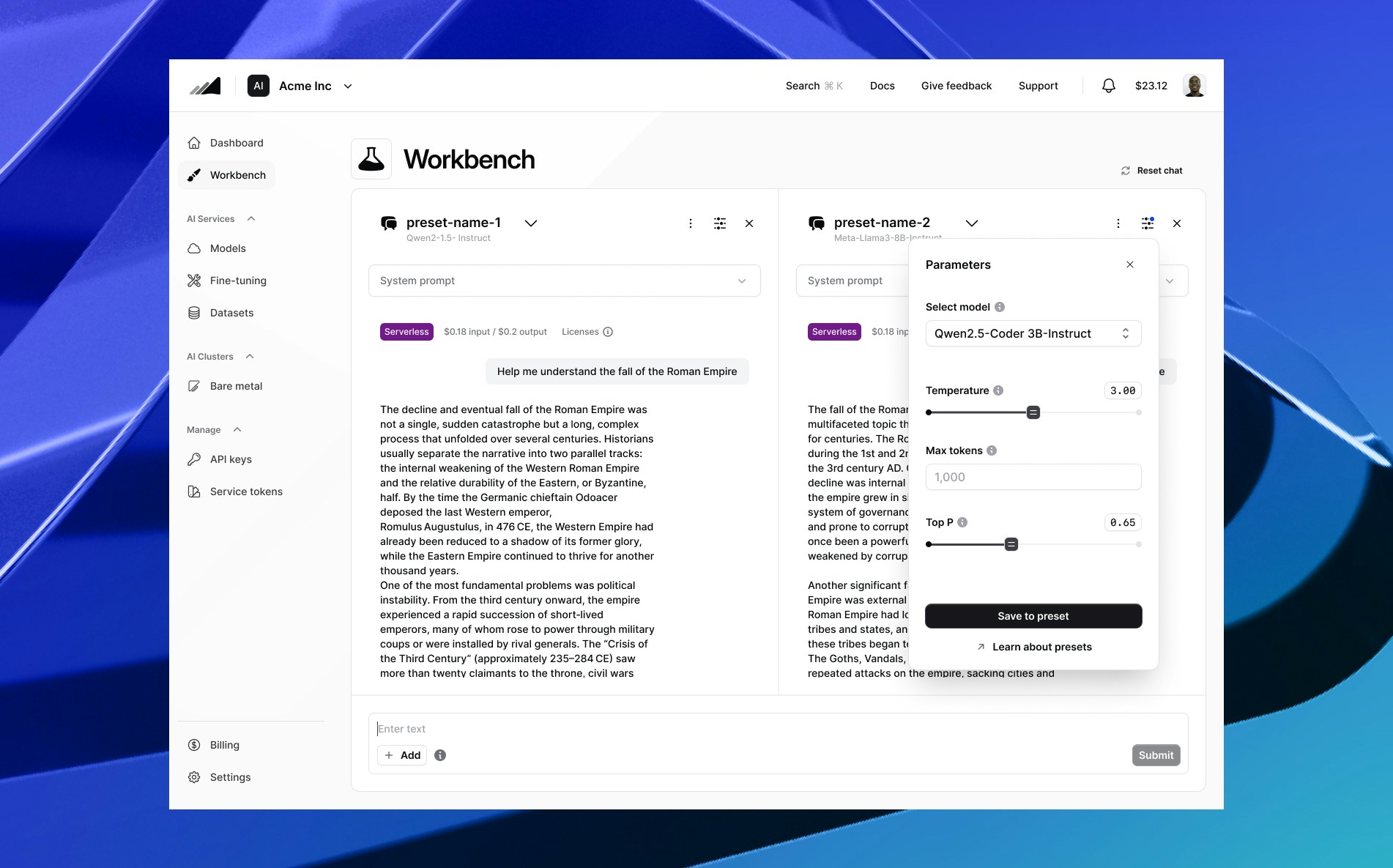 Workbench visual