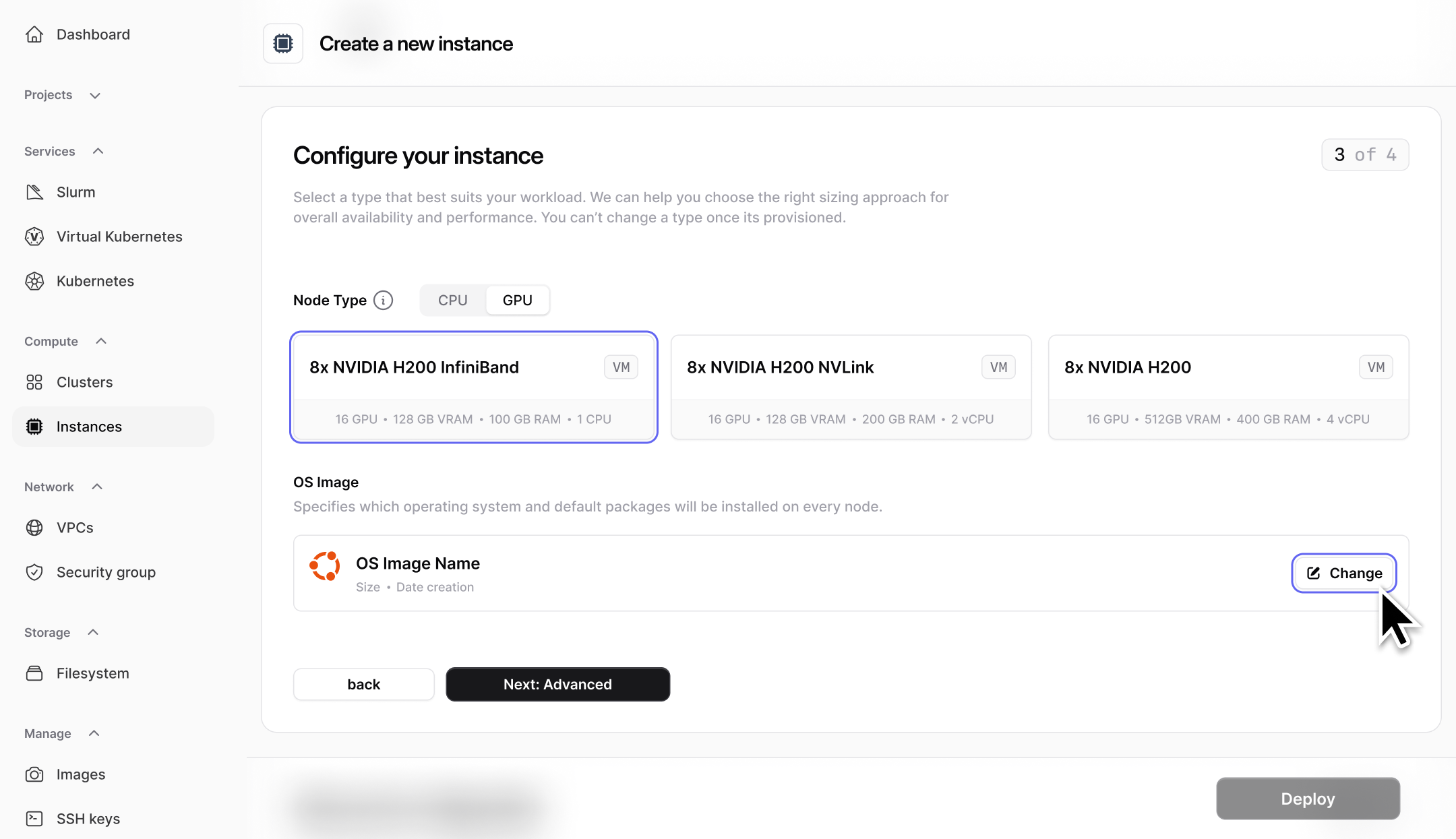 Instance Flow Custom Image