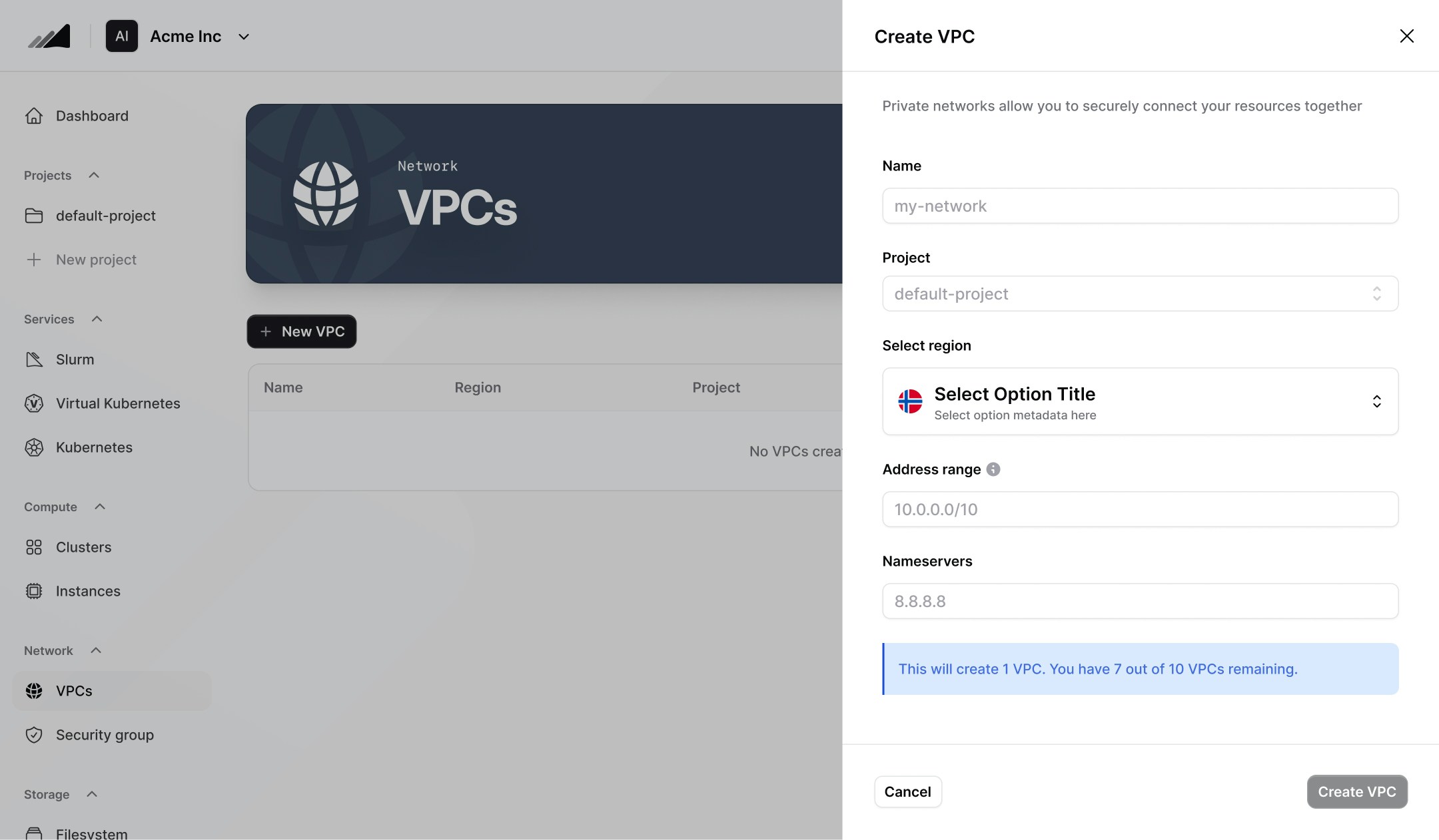 VPC Create Flow