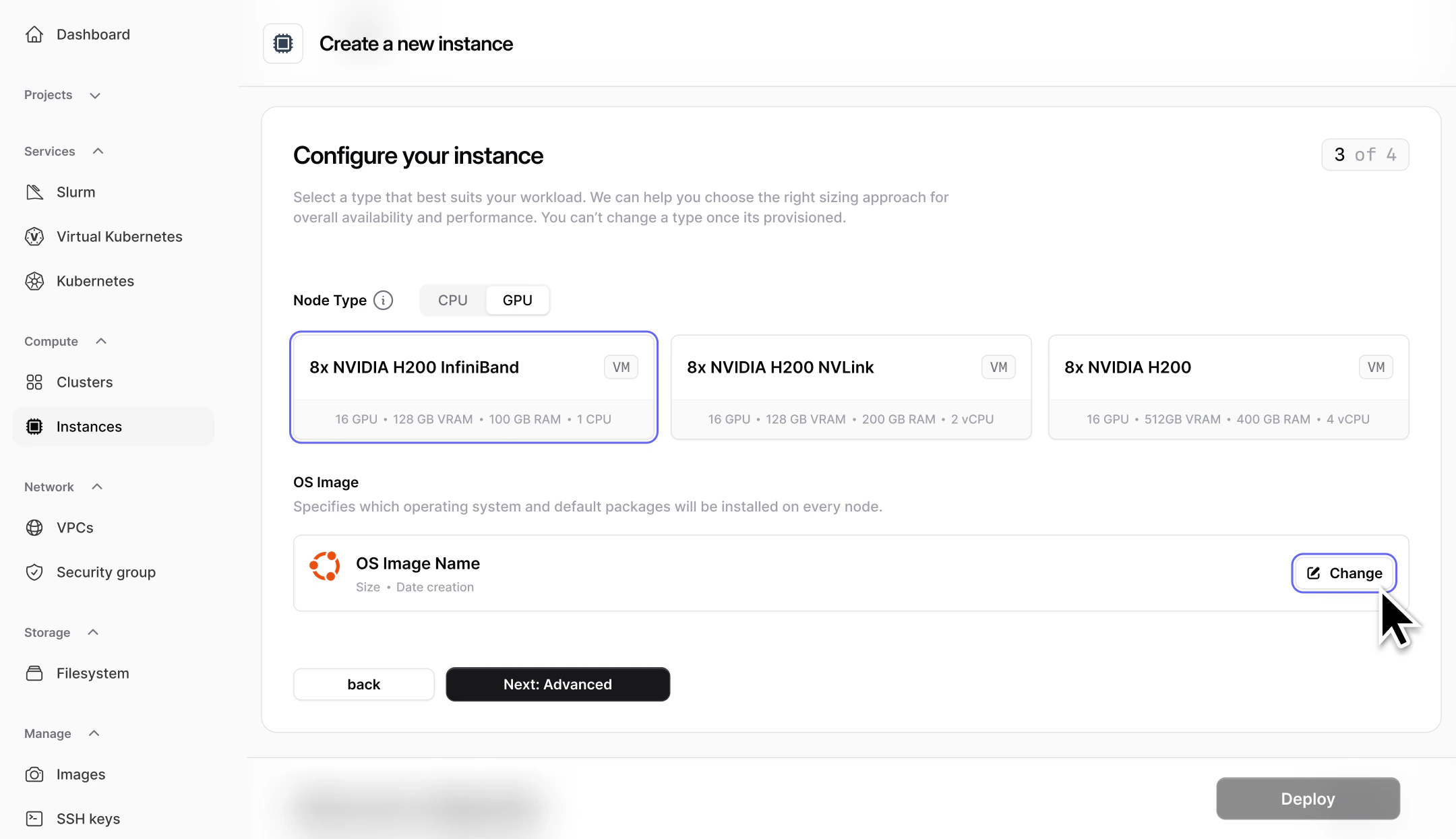 Instance Flow Custom Image
