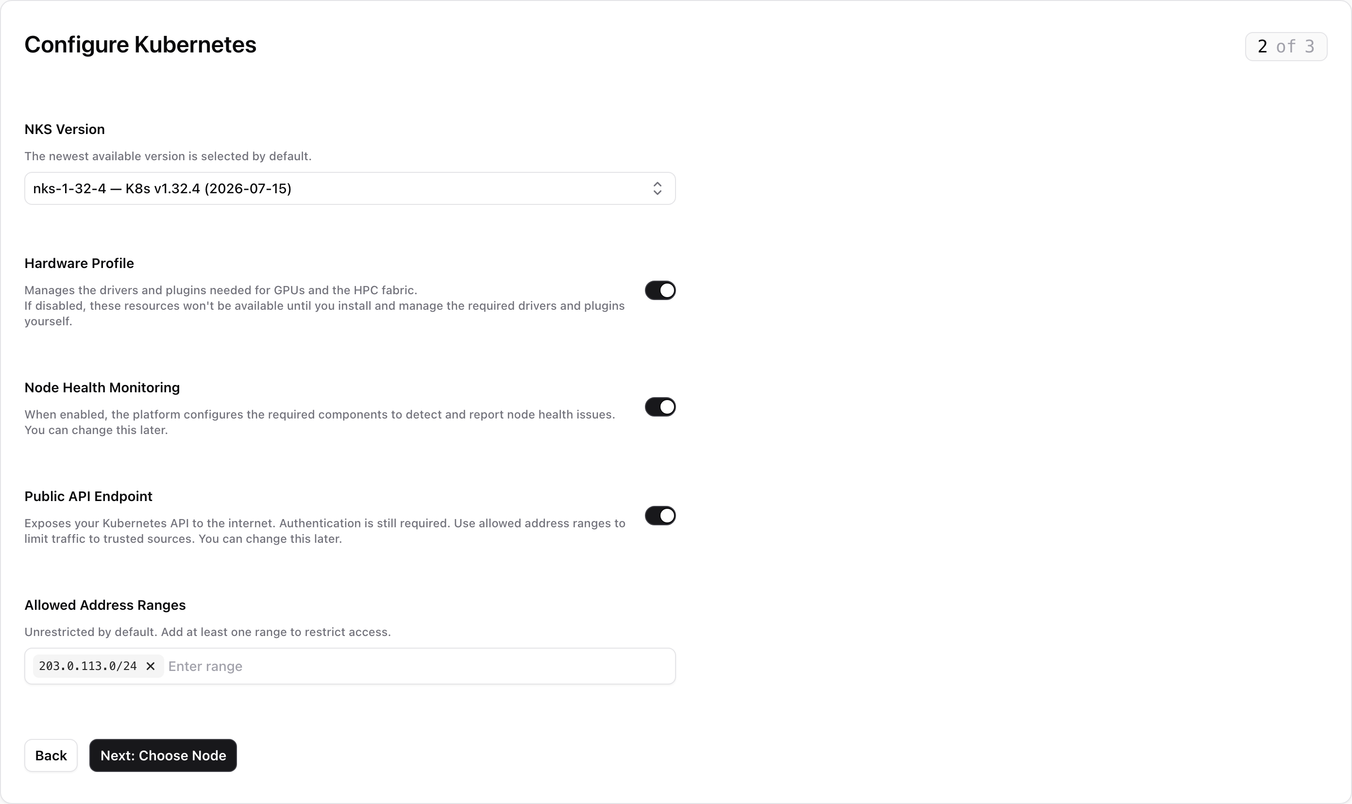 Configure Kubernetes step