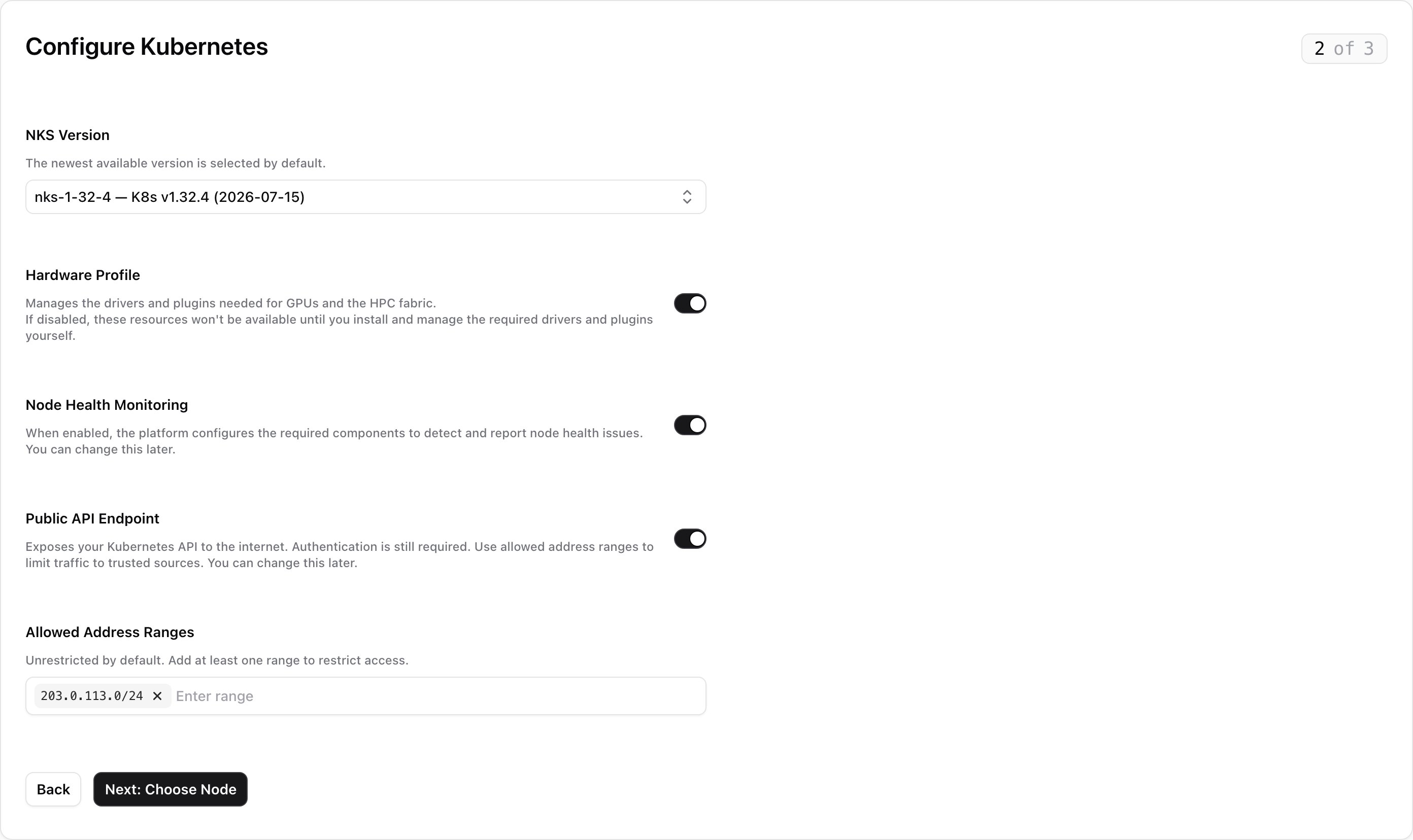 Configure Kubernetes step
