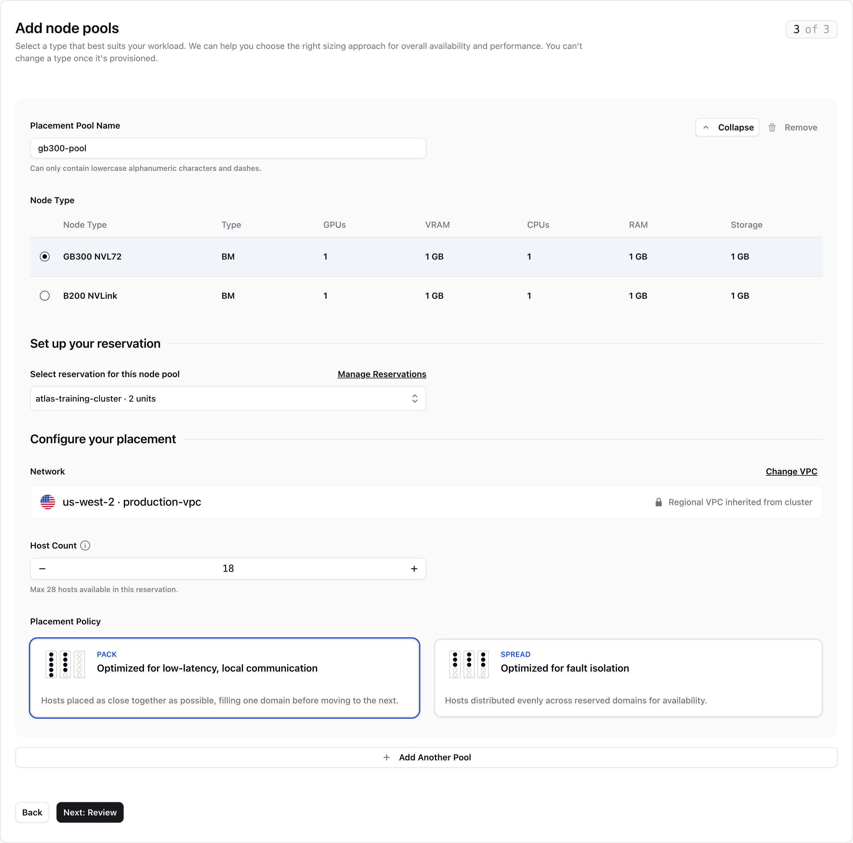 Add a reservation node pool