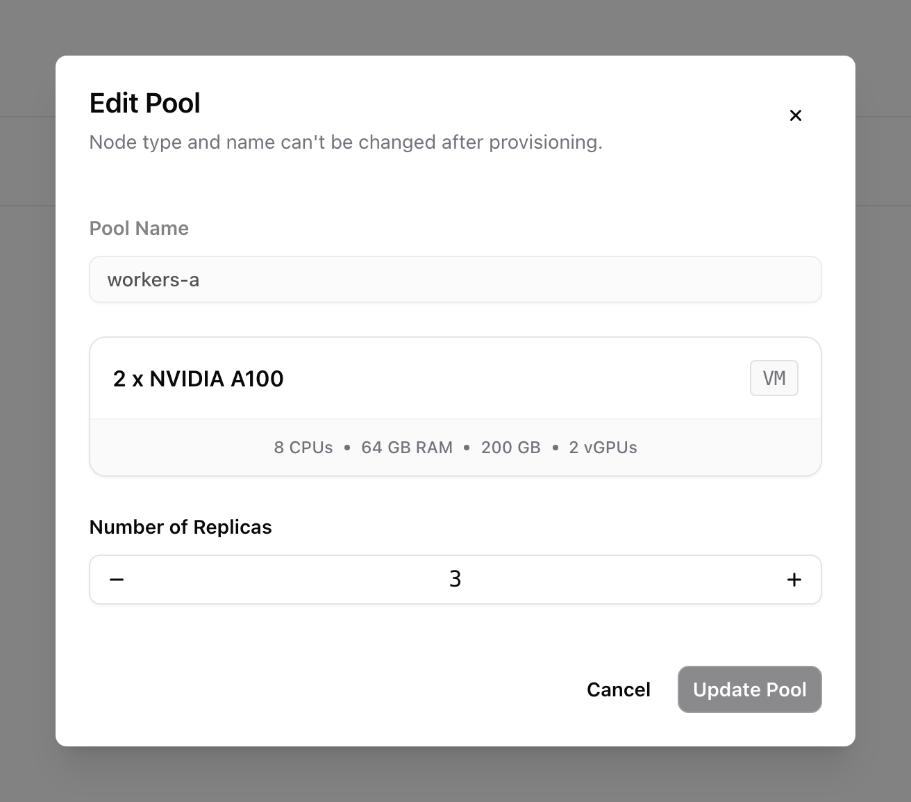 Edit Pool modal